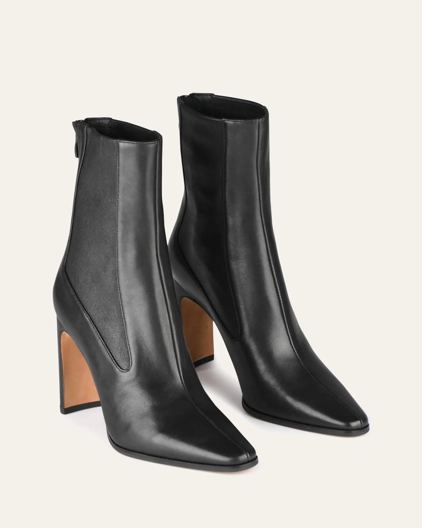 JUNE HIGH ANKLE BOOTS BLACK LEATHER Jo Mercer