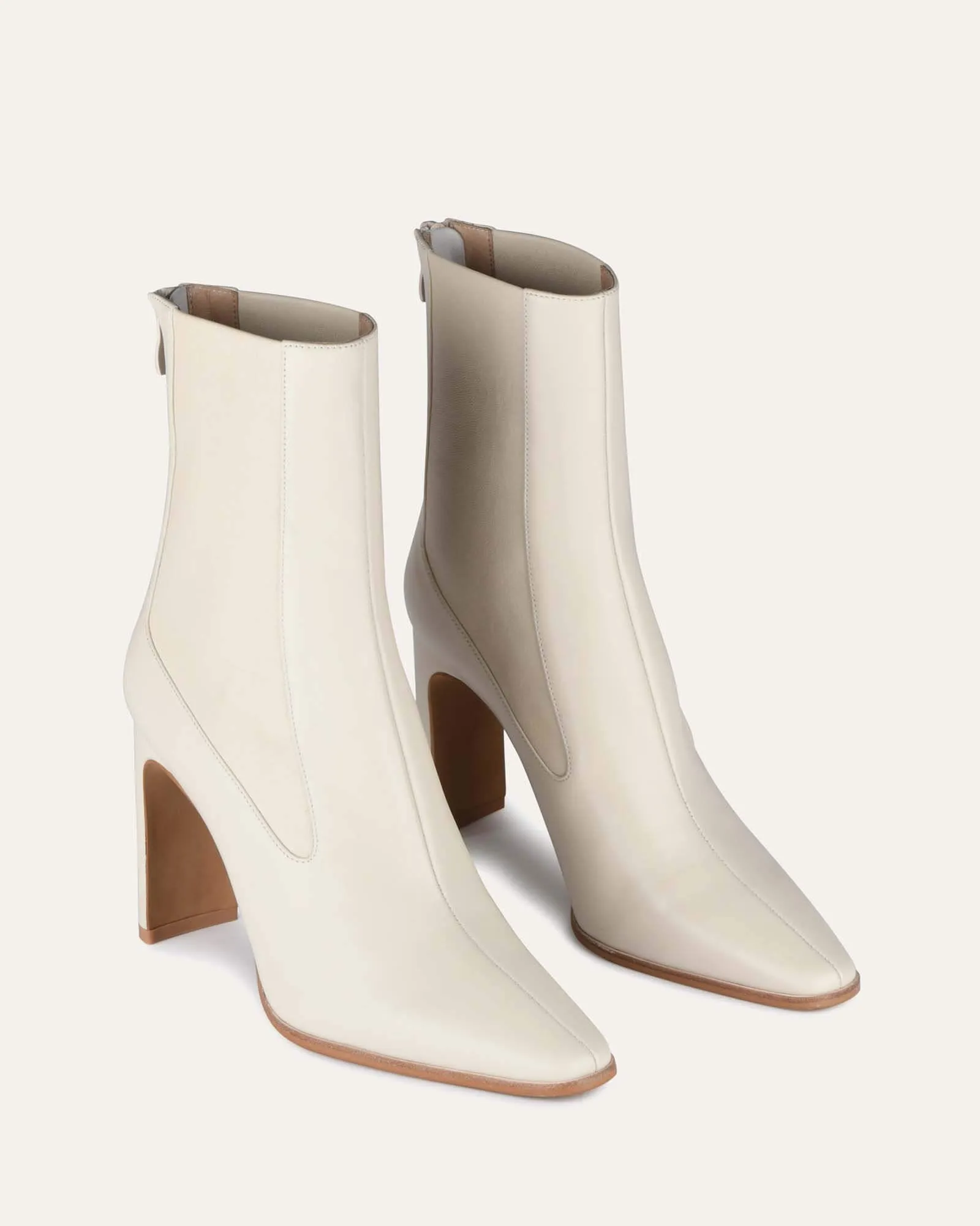 JUNE HIGH ANKLE BOOTS OFF WHITE LEATHER Jo Mercer