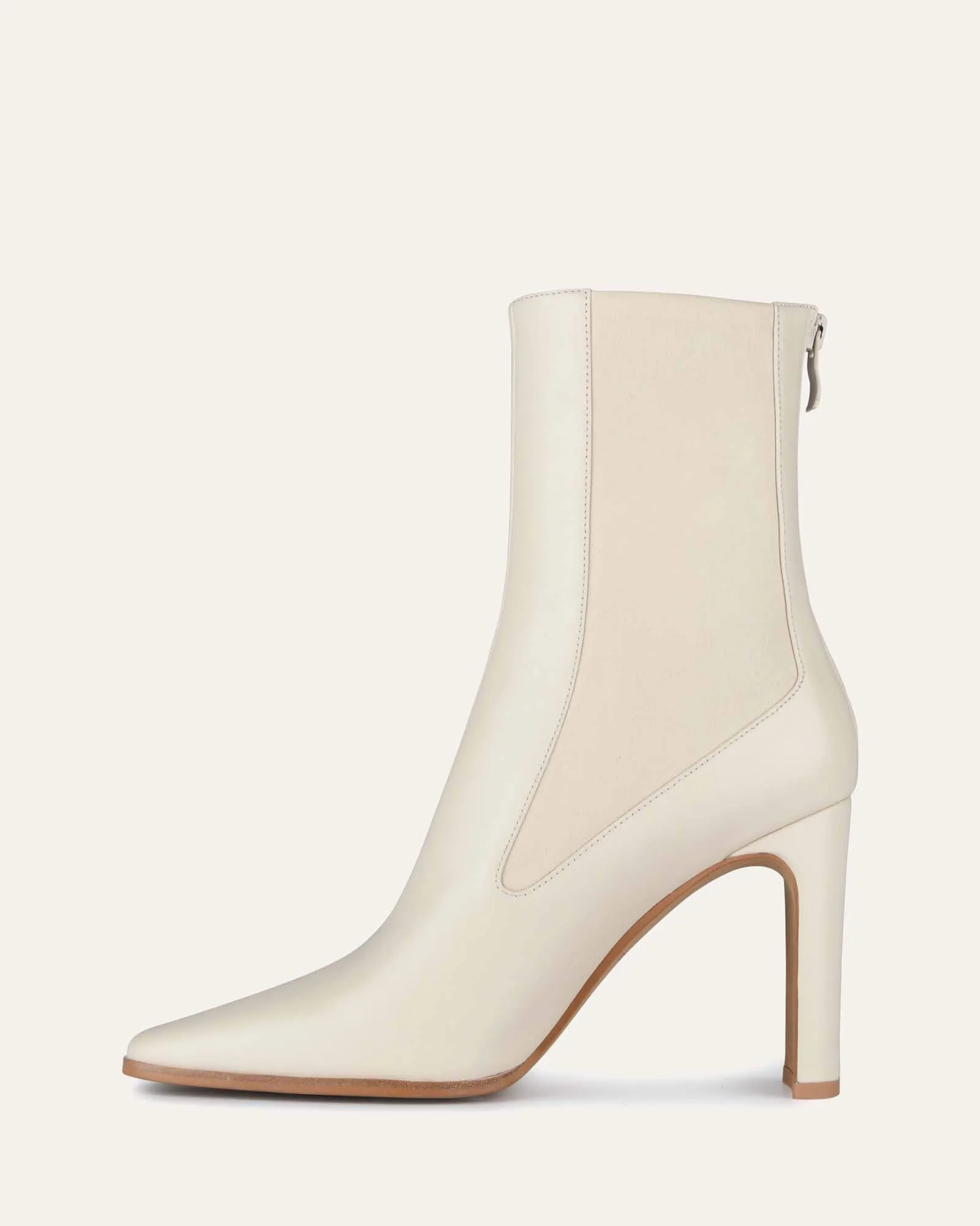 JUNE HIGH ANKLE BOOTS OFF WHITE LEATHER Jo Mercer