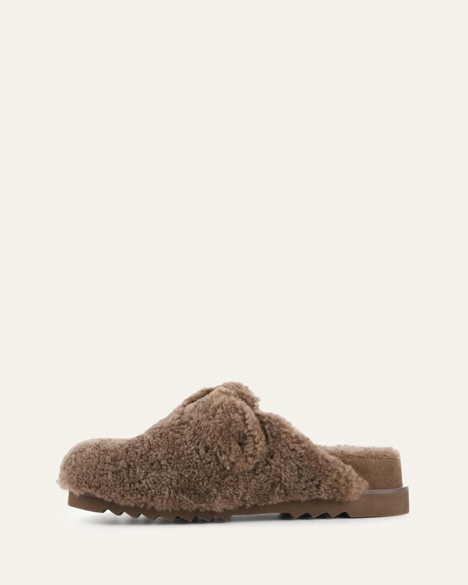 JUNIE CASUAL FLATS TAUPE SHEARLING Jo Mercer