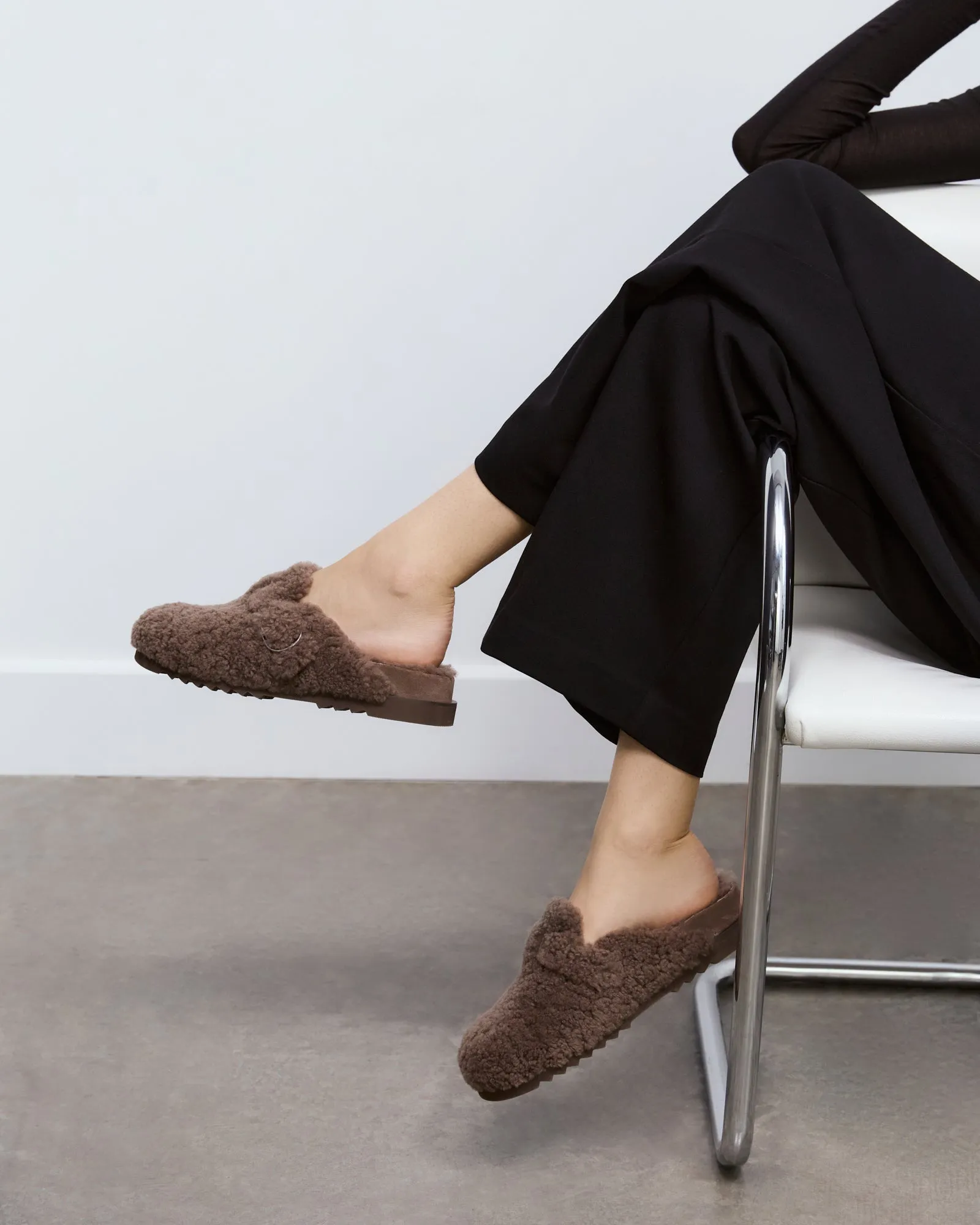 JUNIE CASUAL FLATS TAUPE SHEARLING Jo Mercer