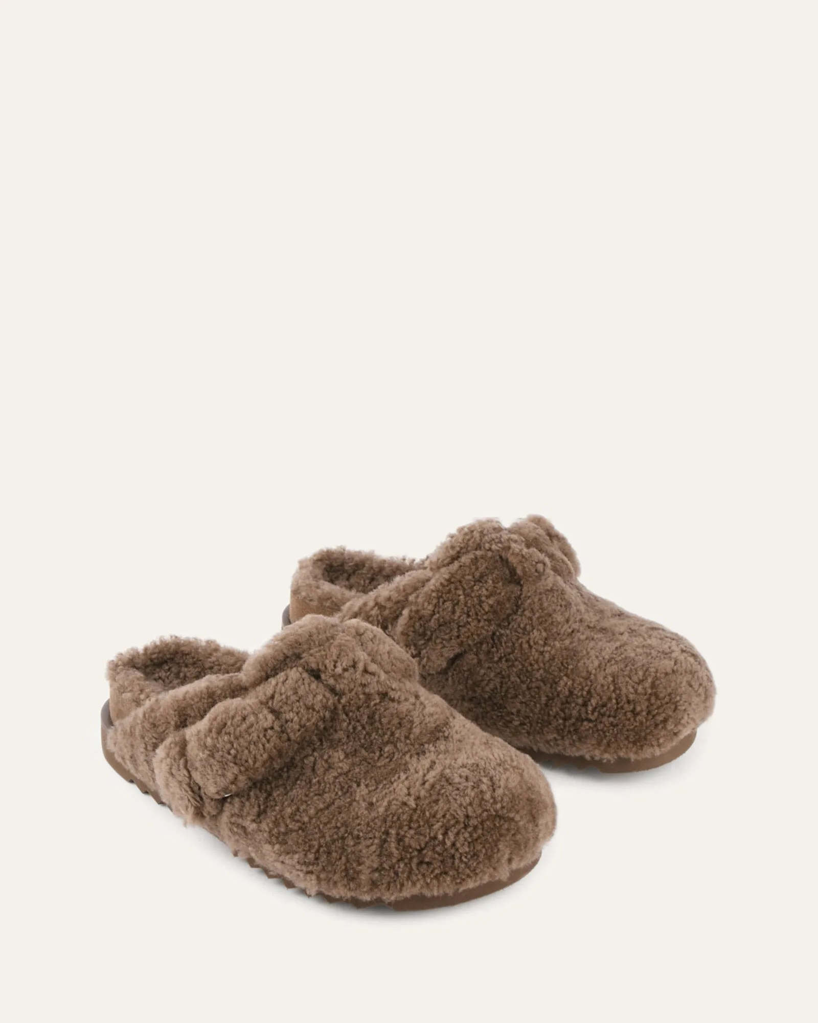 JUNIE CASUAL FLATS TAUPE SHEARLING Jo Mercer