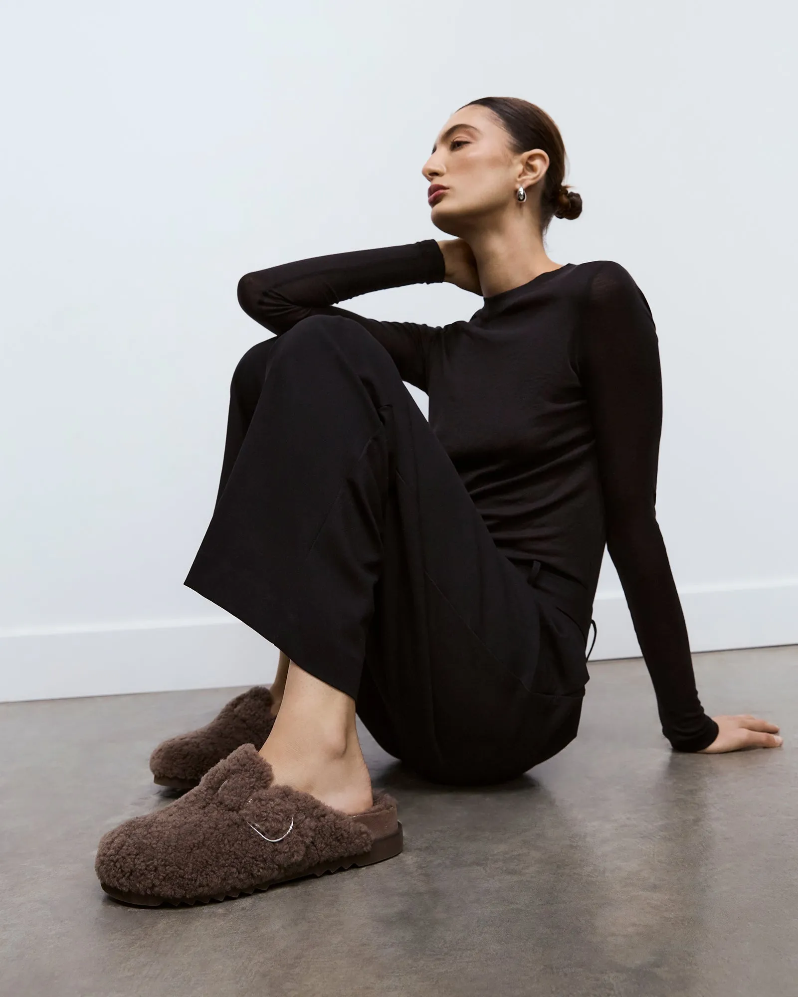 JUNIE CASUAL FLATS TAUPE SHEARLING Jo Mercer