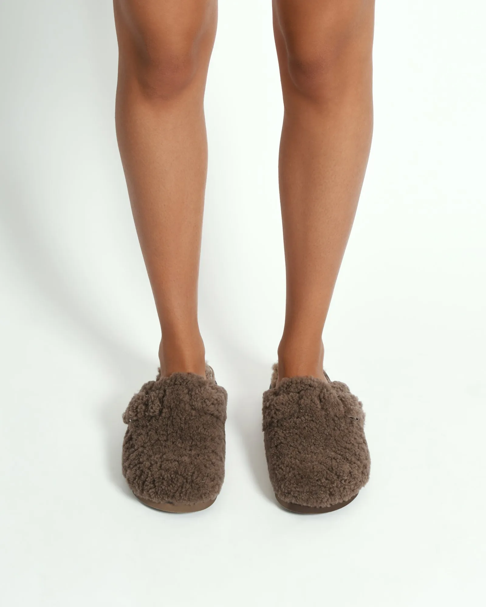 JUNIE CASUAL FLATS TAUPE SHEARLING Jo Mercer