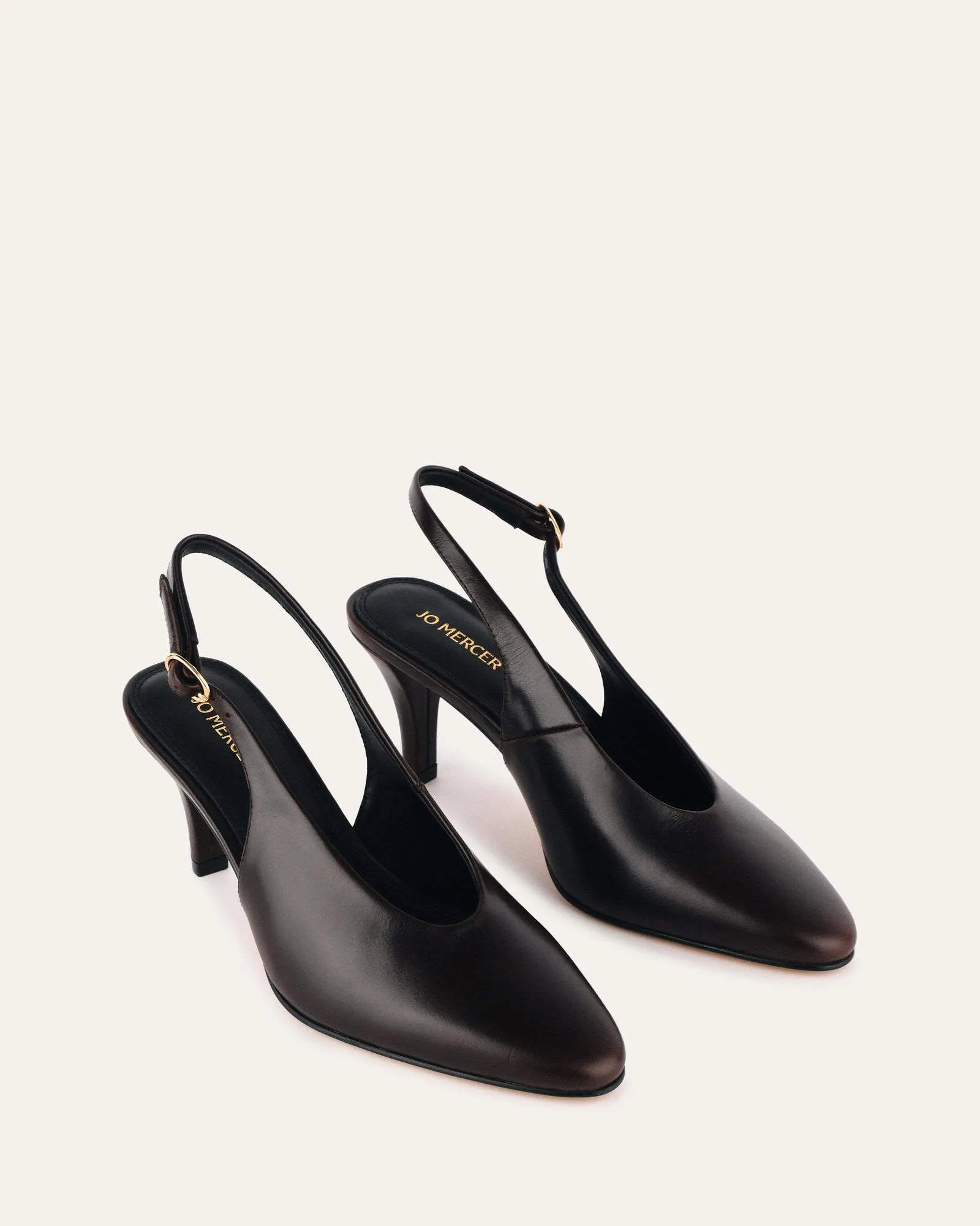 JUSTINE MID HEEL ESPRESSO LEATHER Jo Mercer