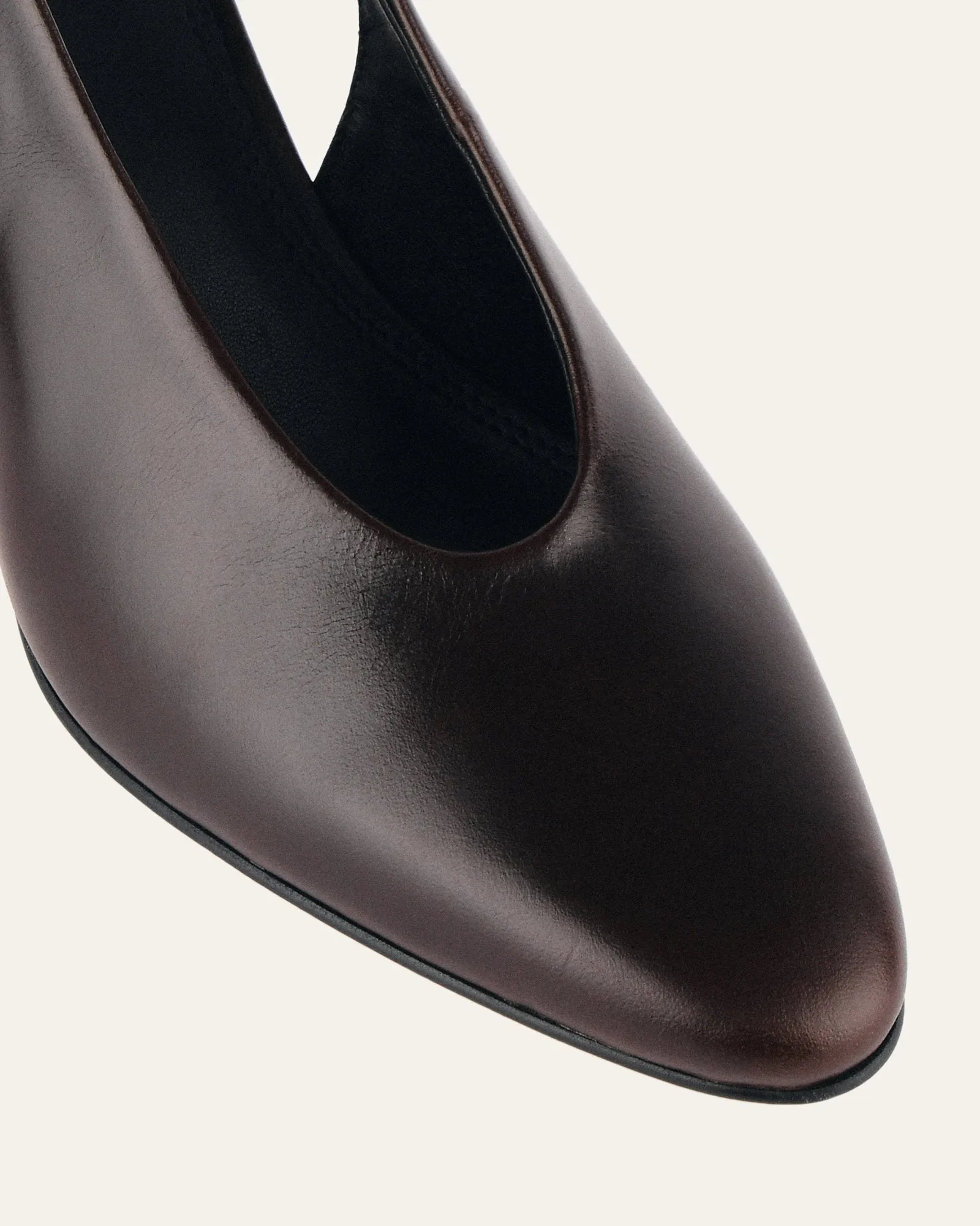 JUSTINE MID HEEL ESPRESSO LEATHER Jo Mercer