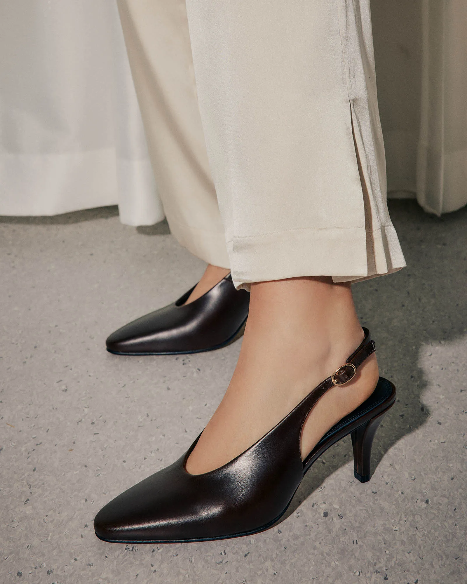 JUSTINE MID HEEL ESPRESSO LEATHER Jo Mercer