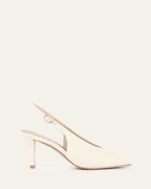 JUSTINE MID HEEL OFF WHITE LEATHER Jo Mercer