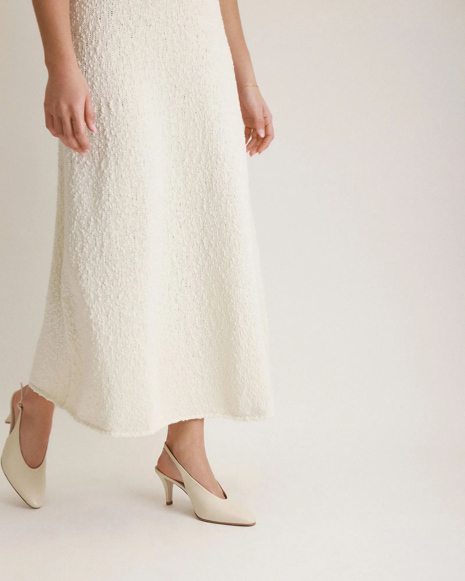 JUSTINE MID HEEL OFF WHITE LEATHER Jo Mercer