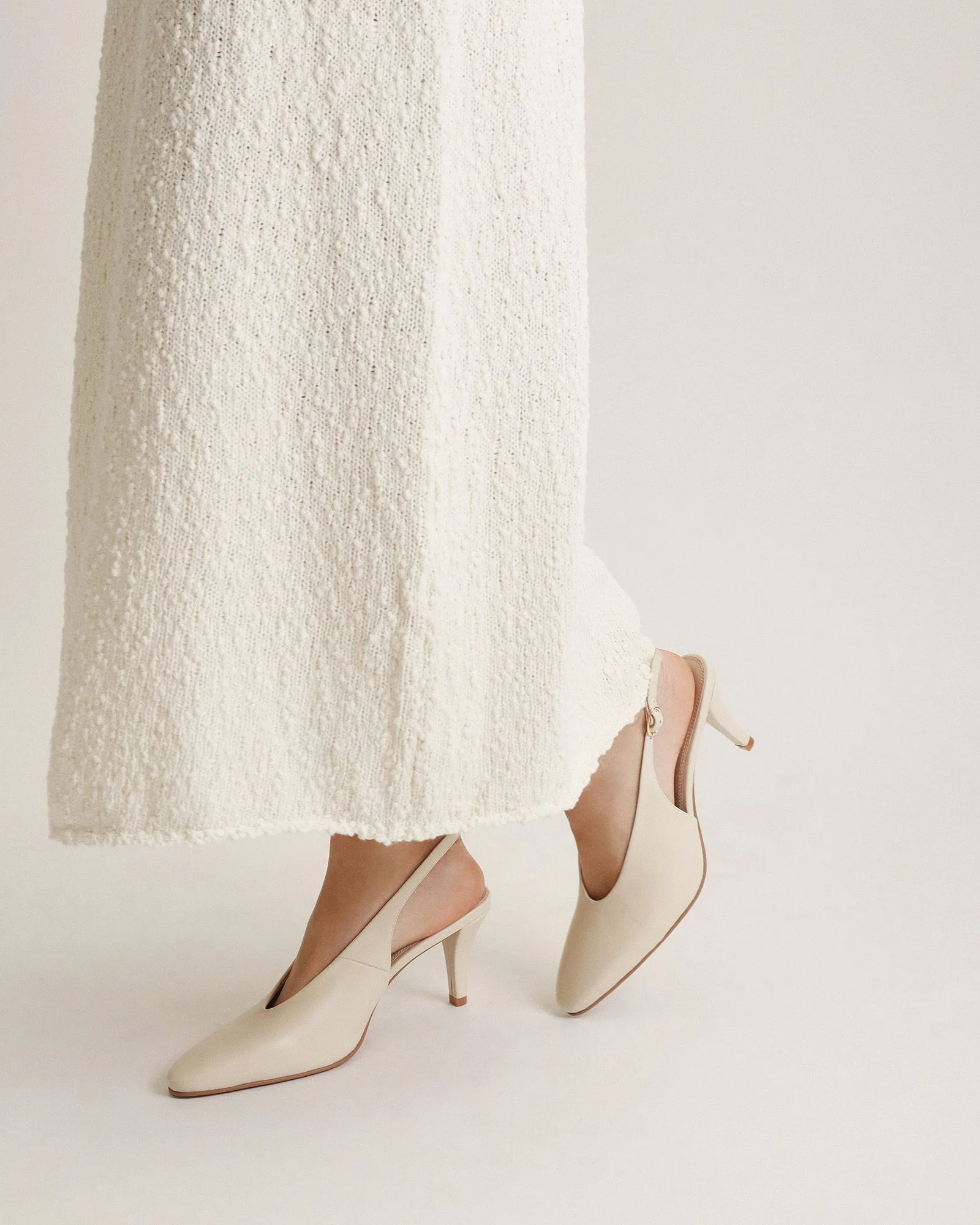 JUSTINE MID HEEL OFF WHITE LEATHER Jo Mercer