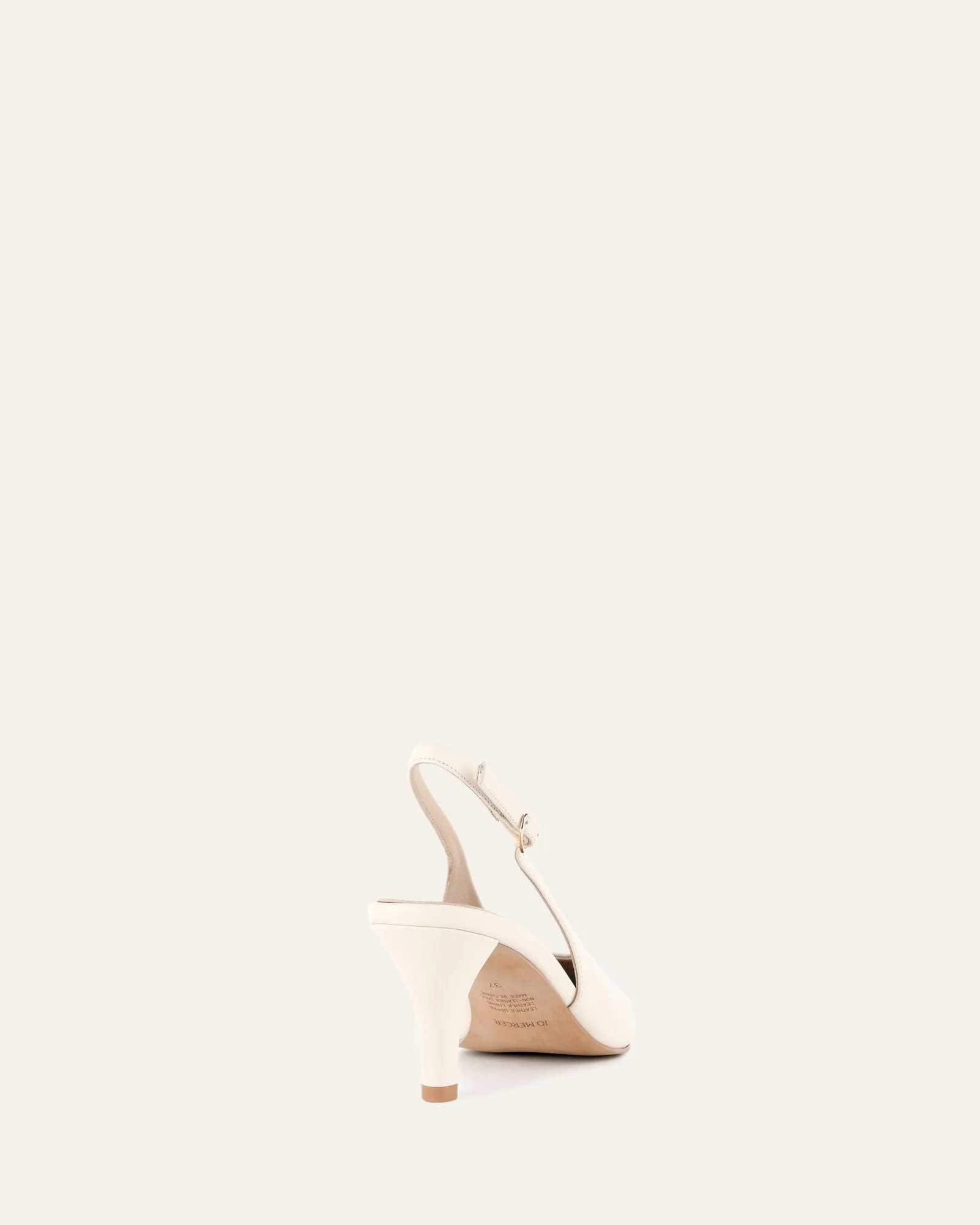 JUSTINE MID HEEL OFF WHITE LEATHER Jo Mercer