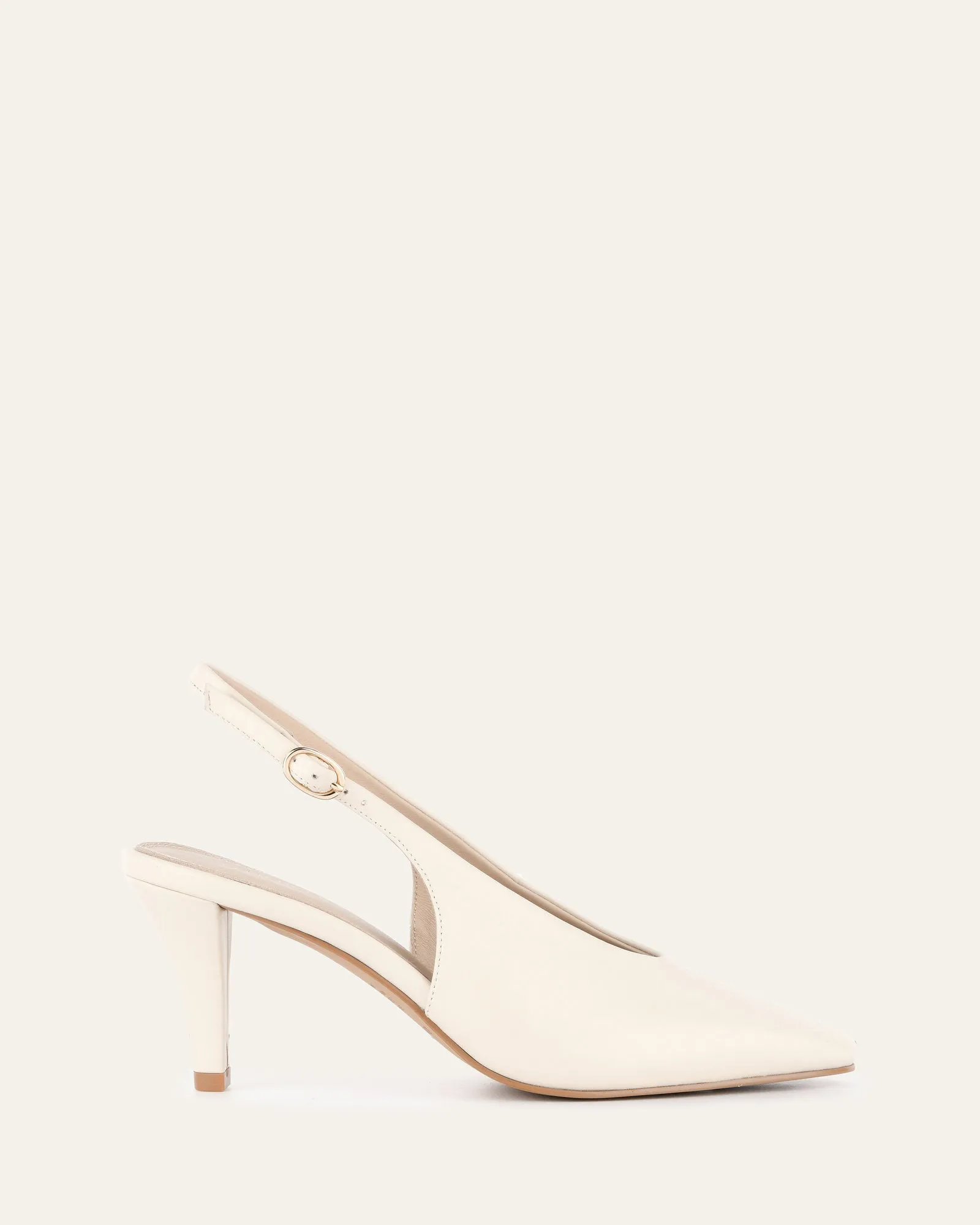 JUSTINE MID HEEL OFF WHITE LEATHER Jo Mercer