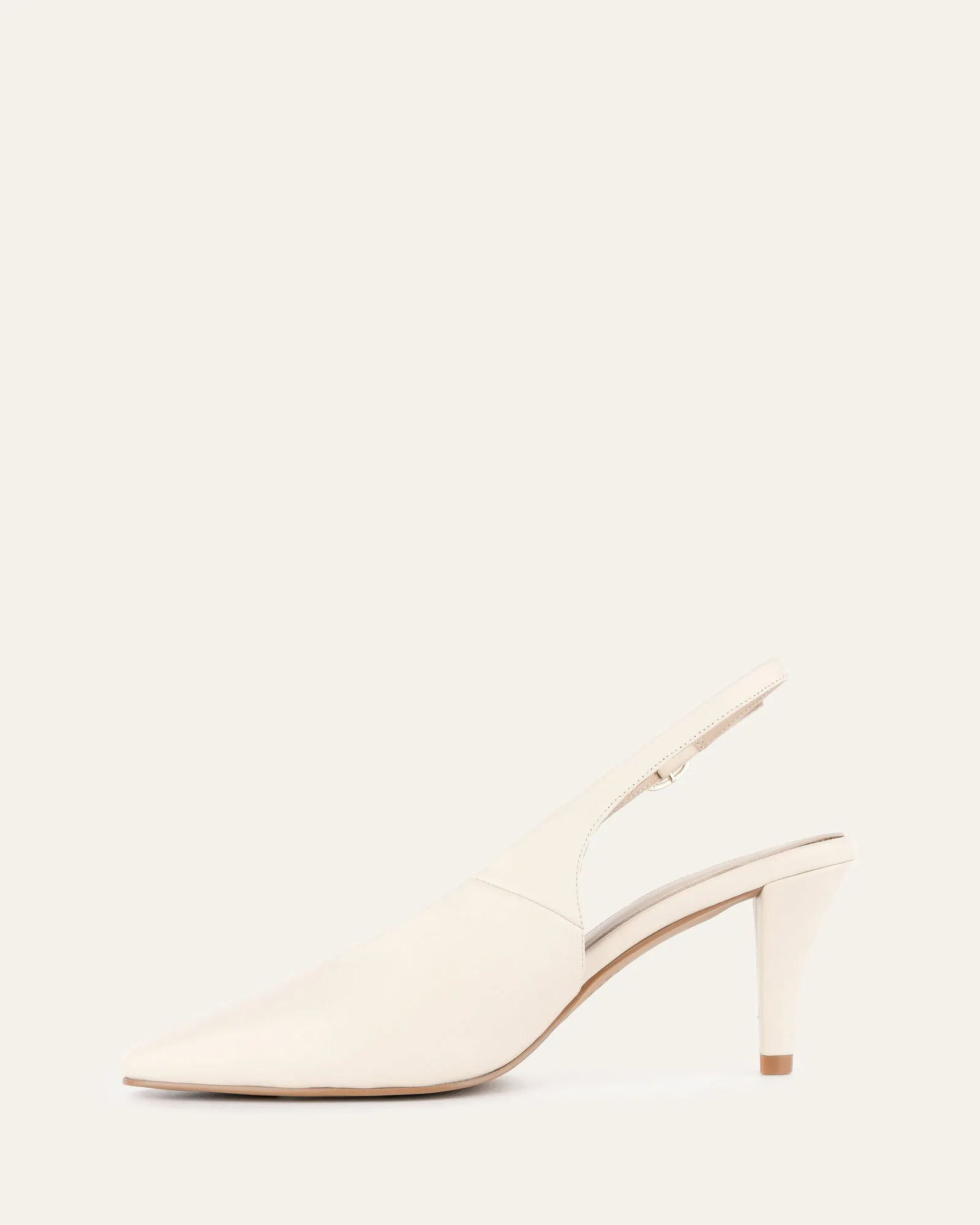 JUSTINE MID HEEL OFF WHITE LEATHER Jo Mercer