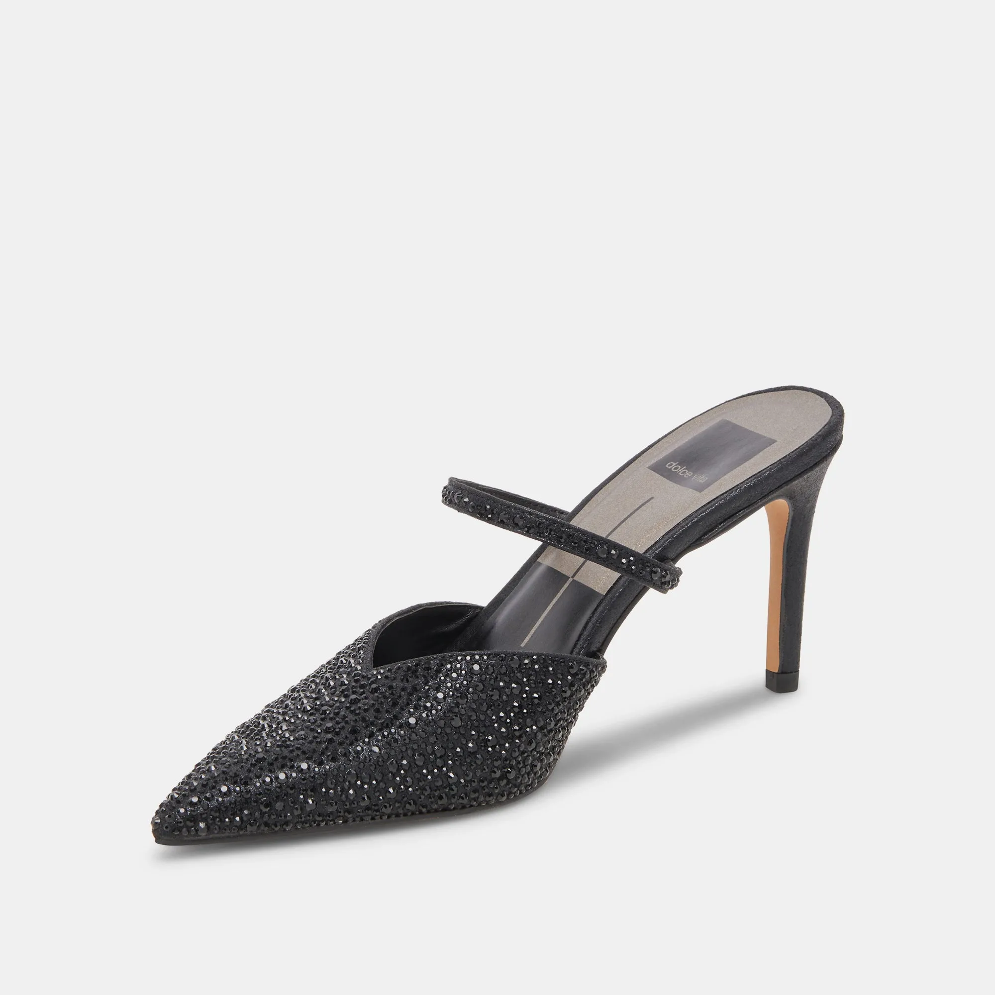 KANIKA CRYSTAL HEELS BLACK METALLIC FABRIC Dolce Vita
