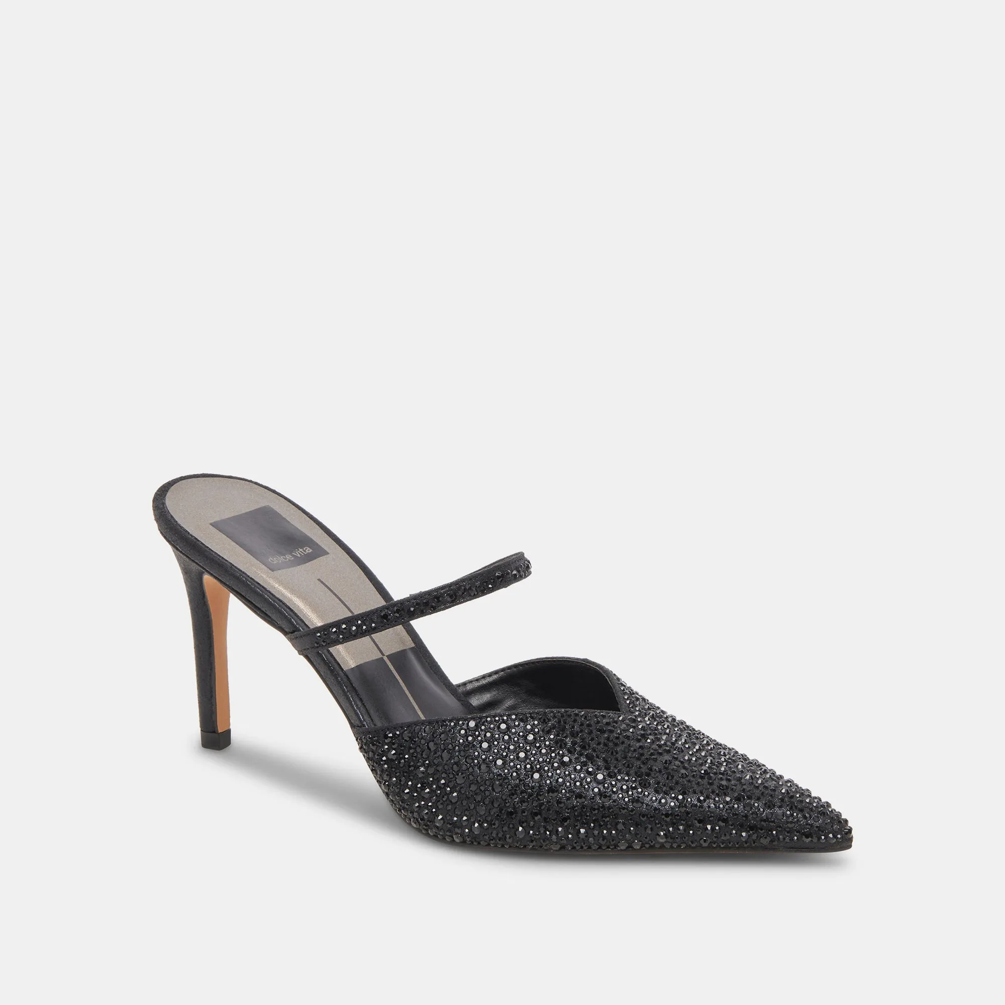 KANIKA CRYSTAL HEELS BLACK METALLIC FABRIC Dolce Vita
