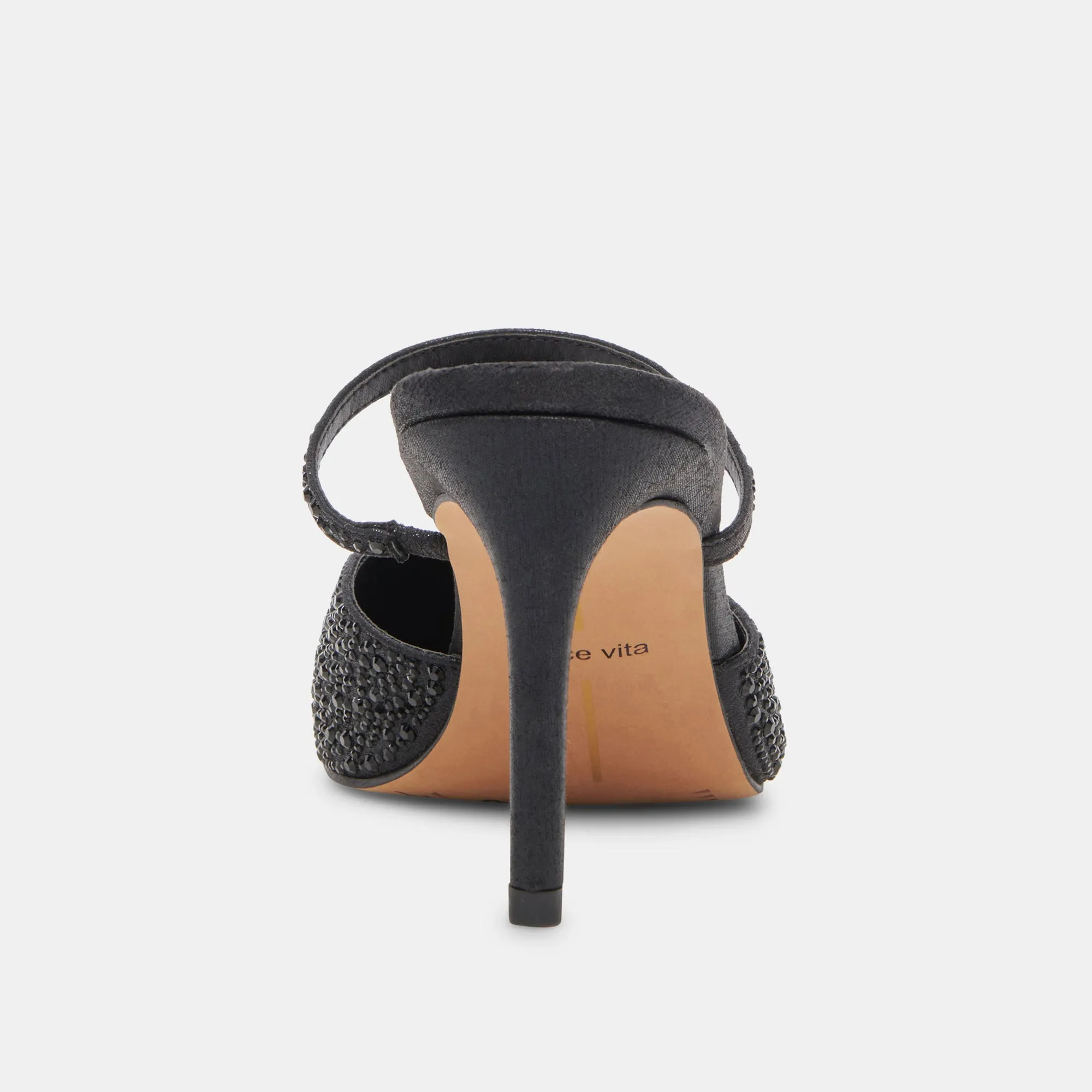 KANIKA CRYSTAL HEELS BLACK METALLIC FABRIC Dolce Vita