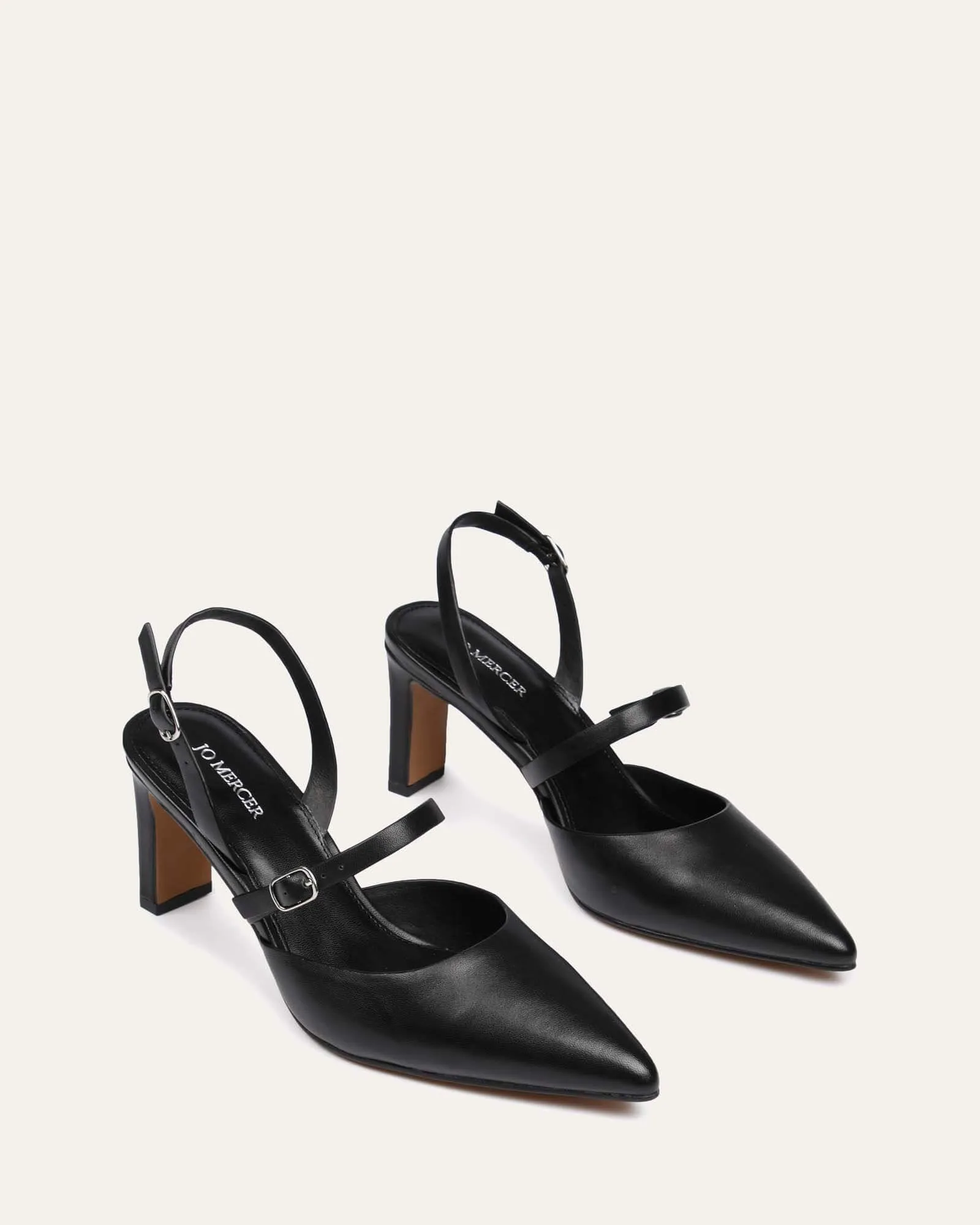 KARINA MID HEELS BLACK LEATHER Jo Mercer