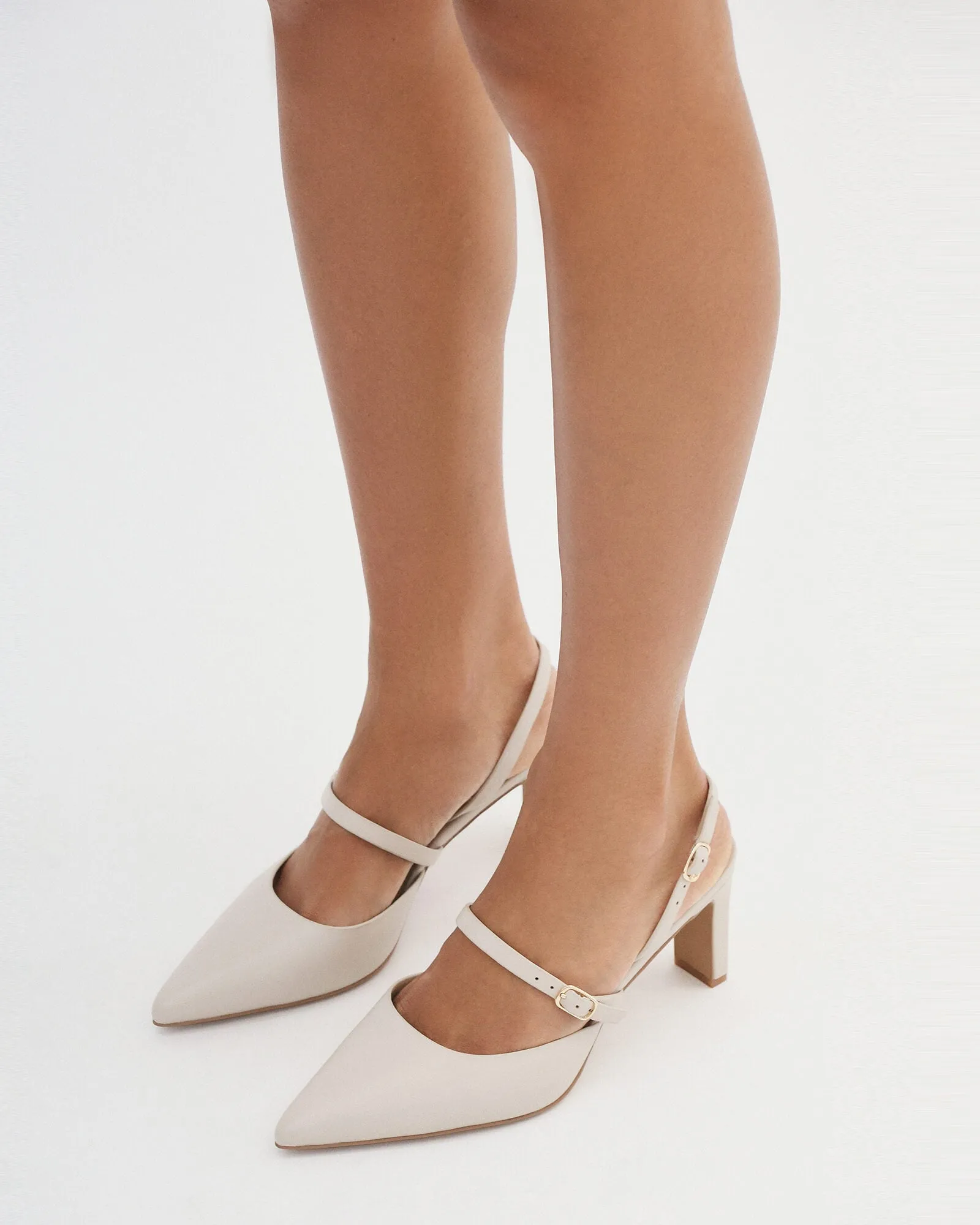 KARINA MID HEELS BONE LEATHER Jo Mercer