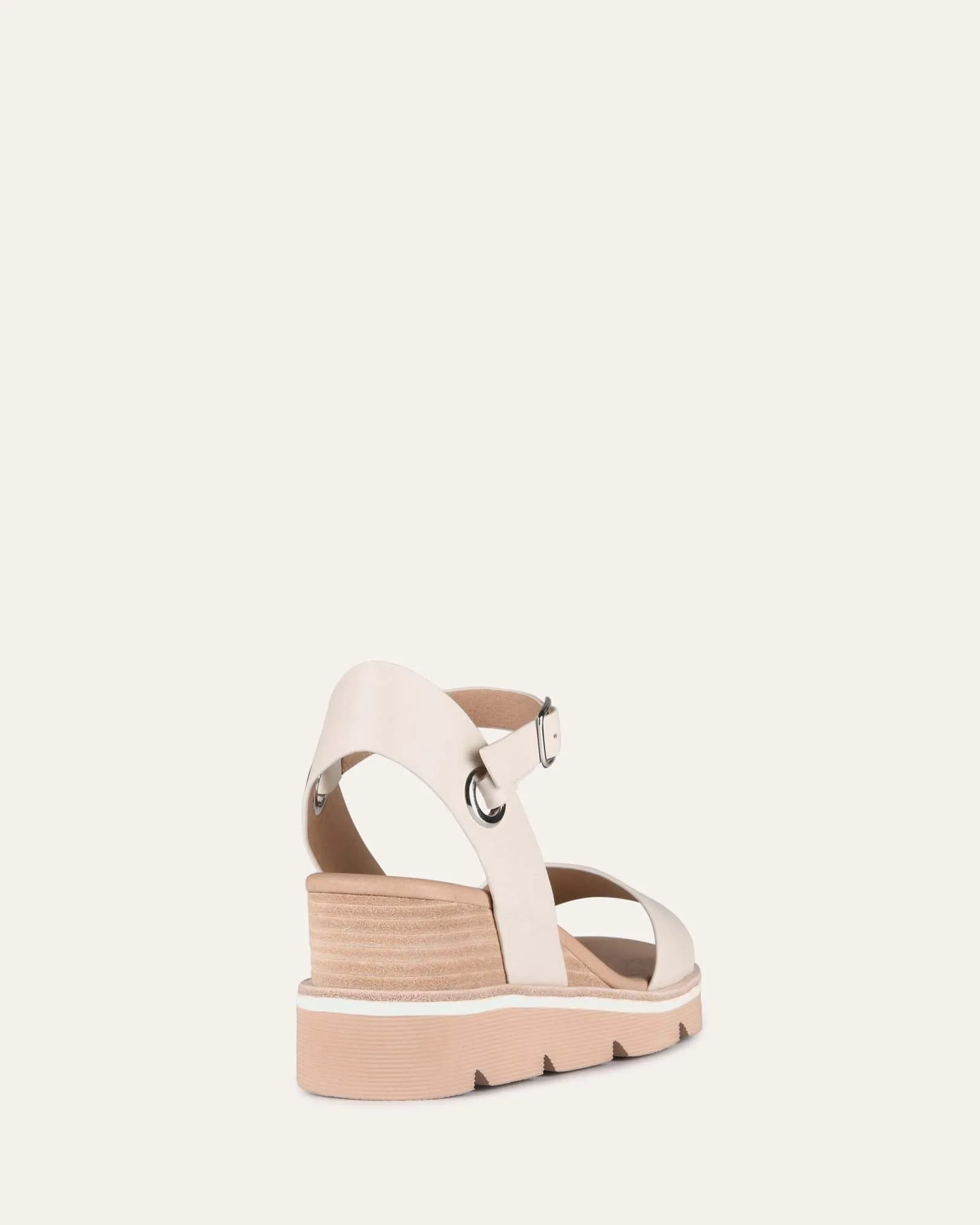 KATIE MID HEEL WEDGE SANDALS BONE LEATHER Jo Mercer