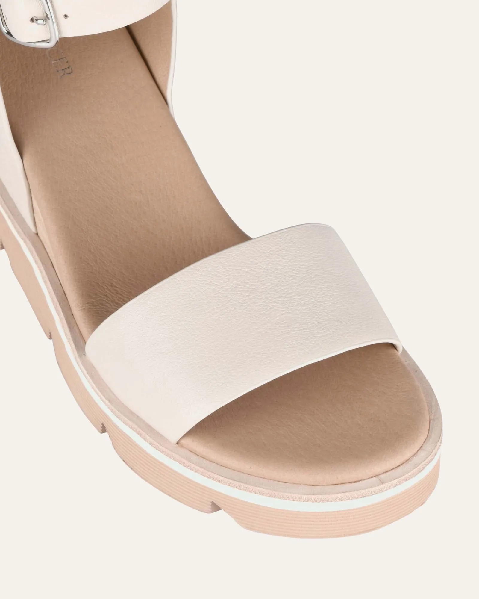 KATIE MID HEEL WEDGE SANDALS BONE LEATHER Jo Mercer