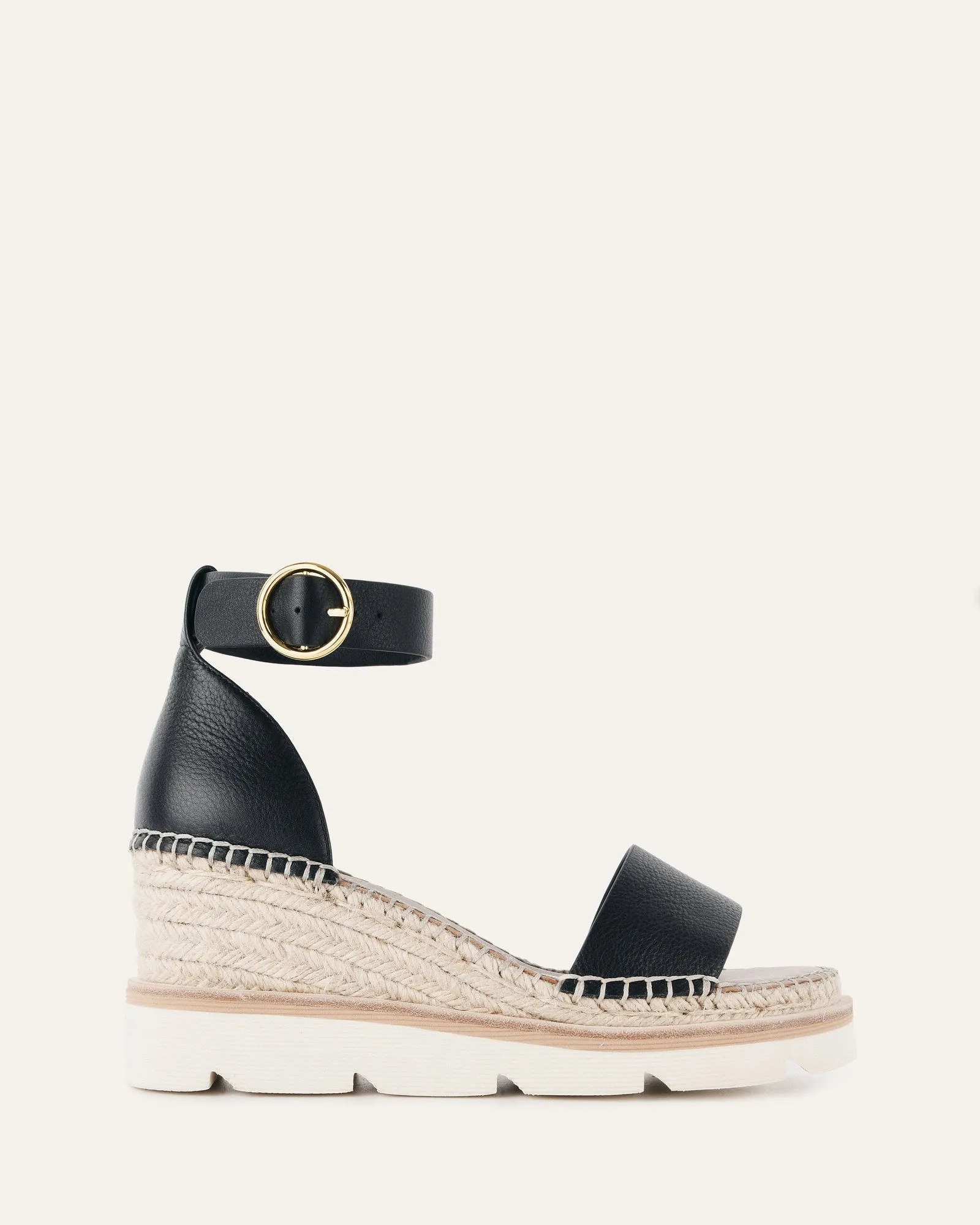 KELLY MID HEEL WEDGES BLACK WHITE Jo Mercer