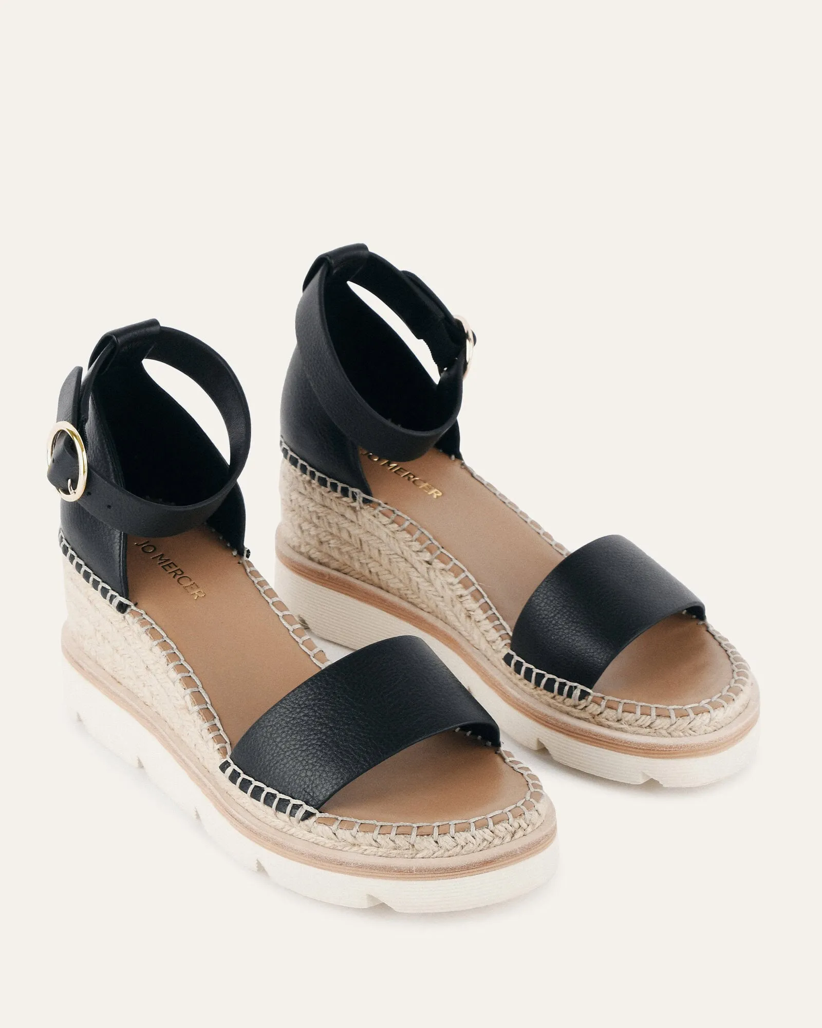 KELLY MID HEEL WEDGES BLACK WHITE Jo Mercer