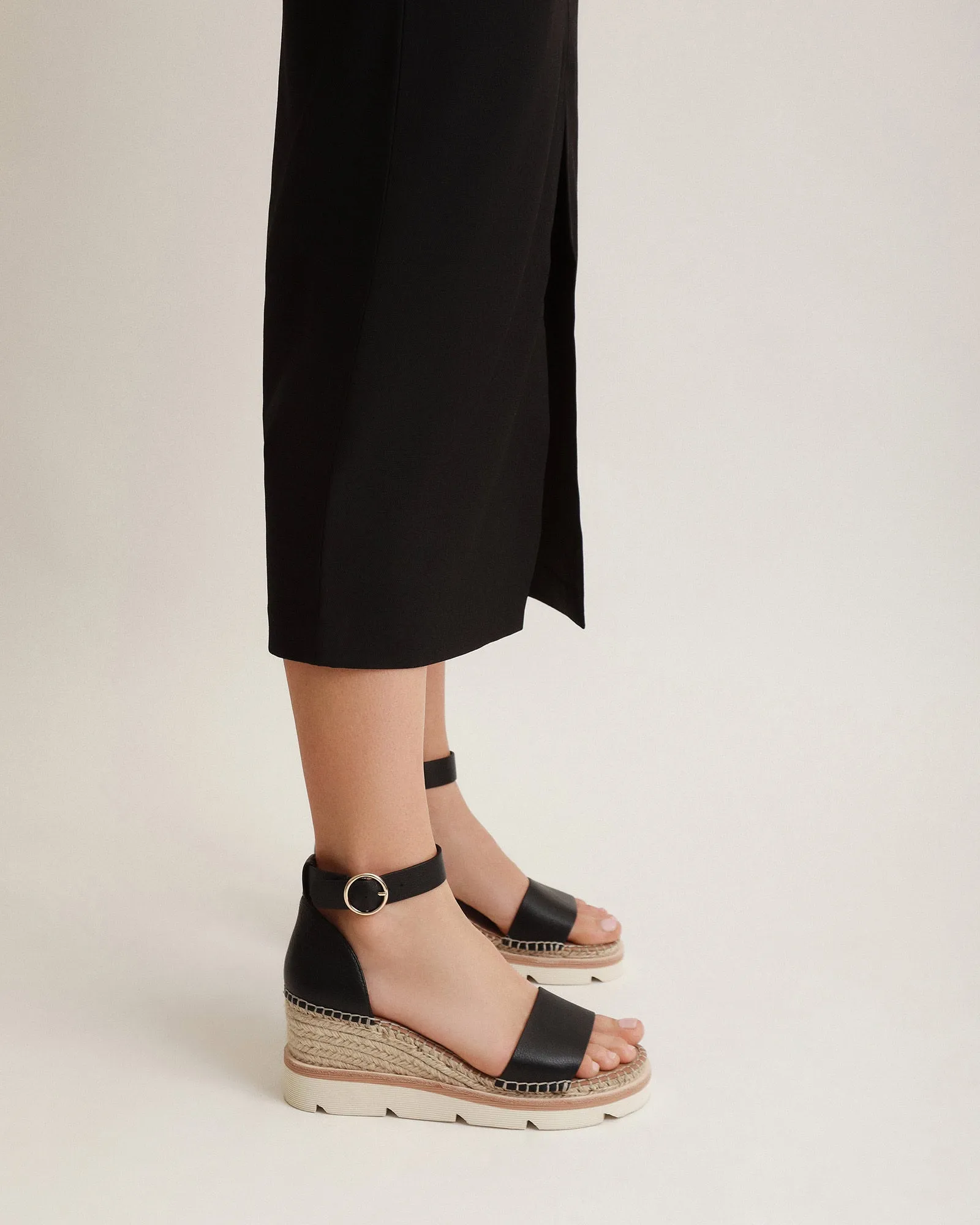 KELLY MID HEEL WEDGES BLACK WHITE Jo Mercer