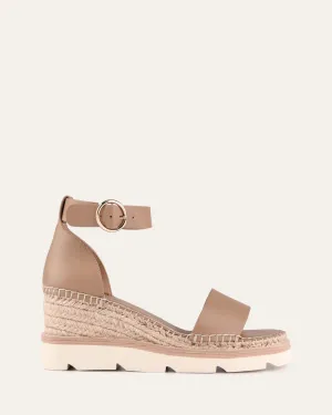KELLY MID HEEL WEDGES TAN LEATHER Jo Mercer