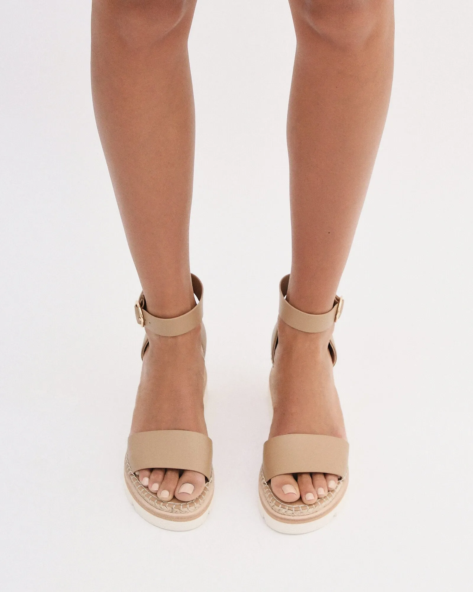 KELLY MID HEEL WEDGES TAN LEATHER Jo Mercer