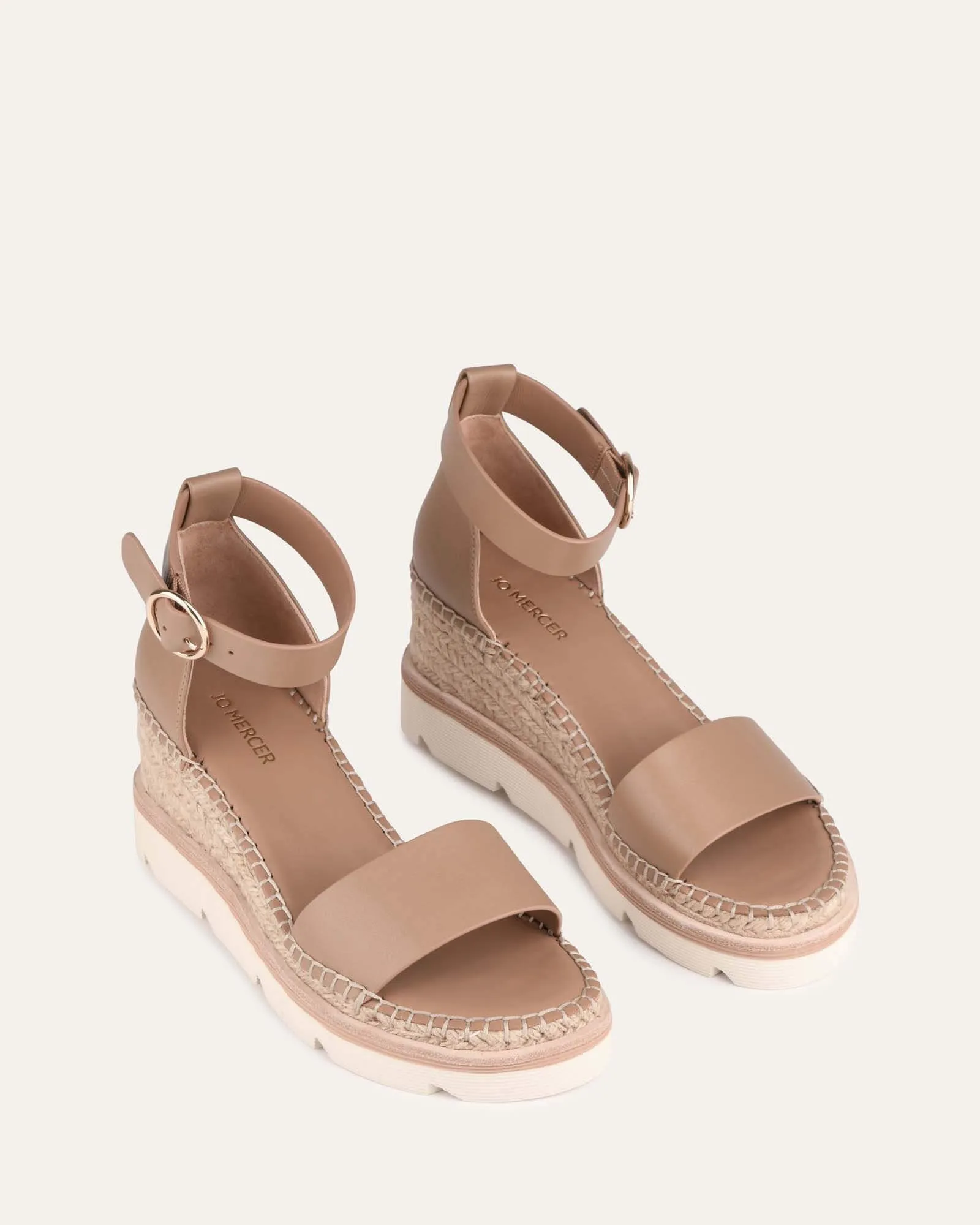 KELLY MID HEEL WEDGES TAN LEATHER Jo Mercer