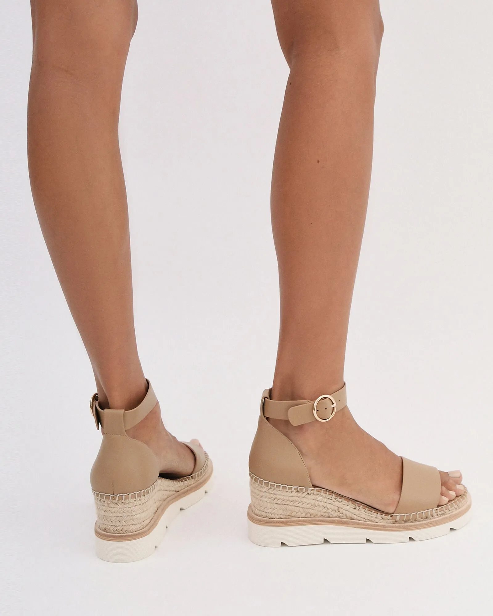 KELLY MID HEEL WEDGES TAN LEATHER Jo Mercer