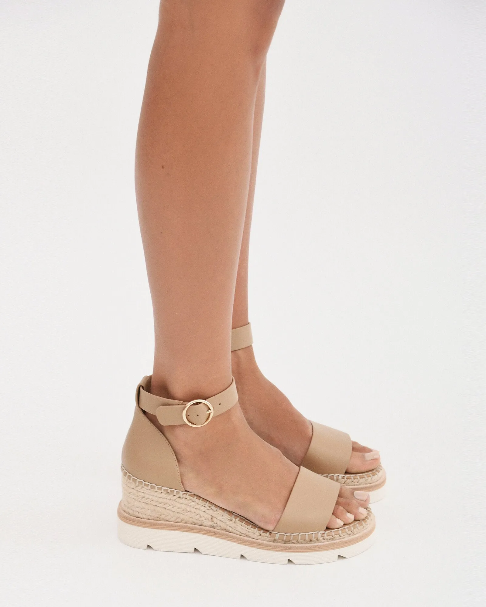 KELLY MID HEEL WEDGES TAN LEATHER Jo Mercer