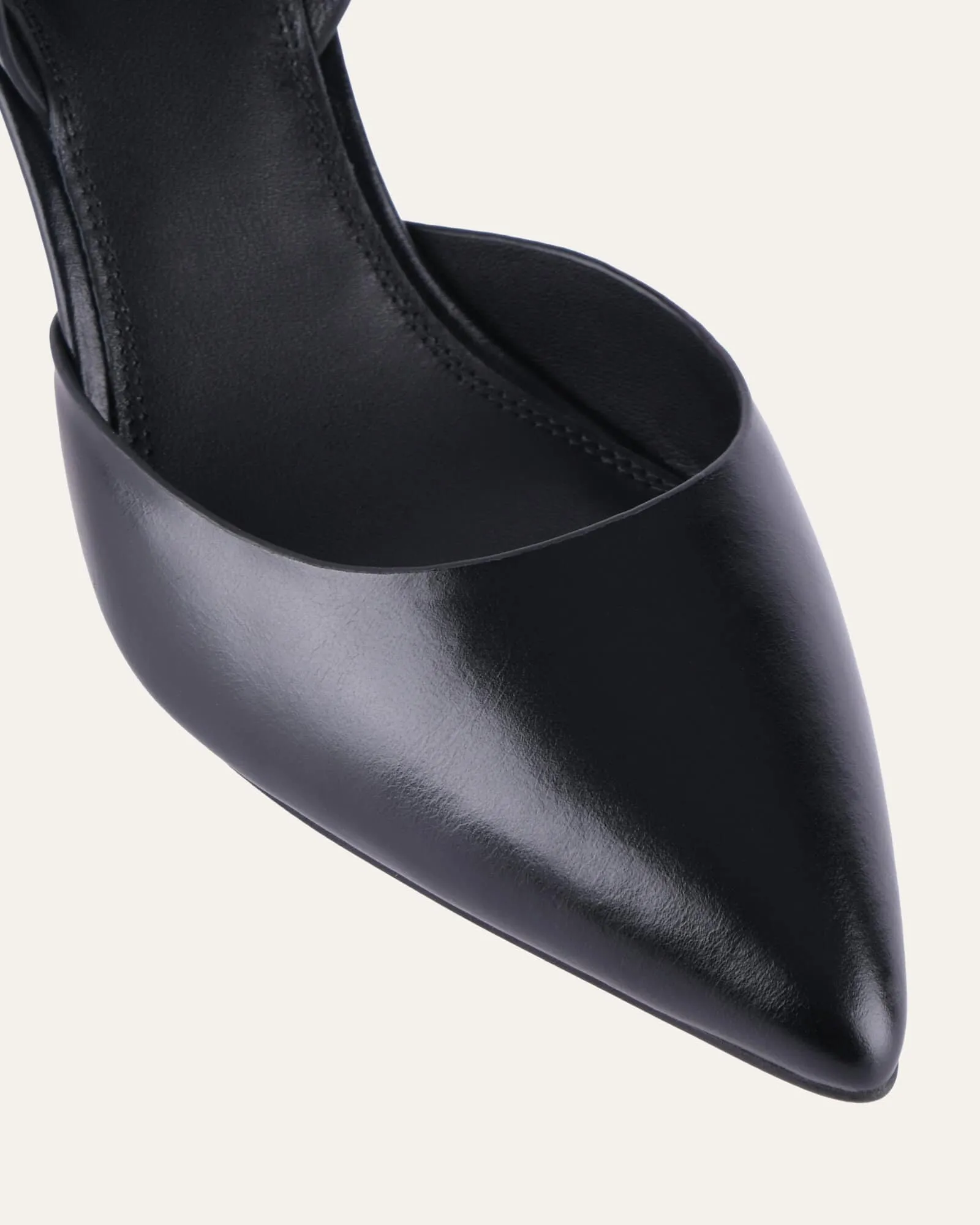 KHLOE MID HEELS BLACK LEATHER Jo Mercer