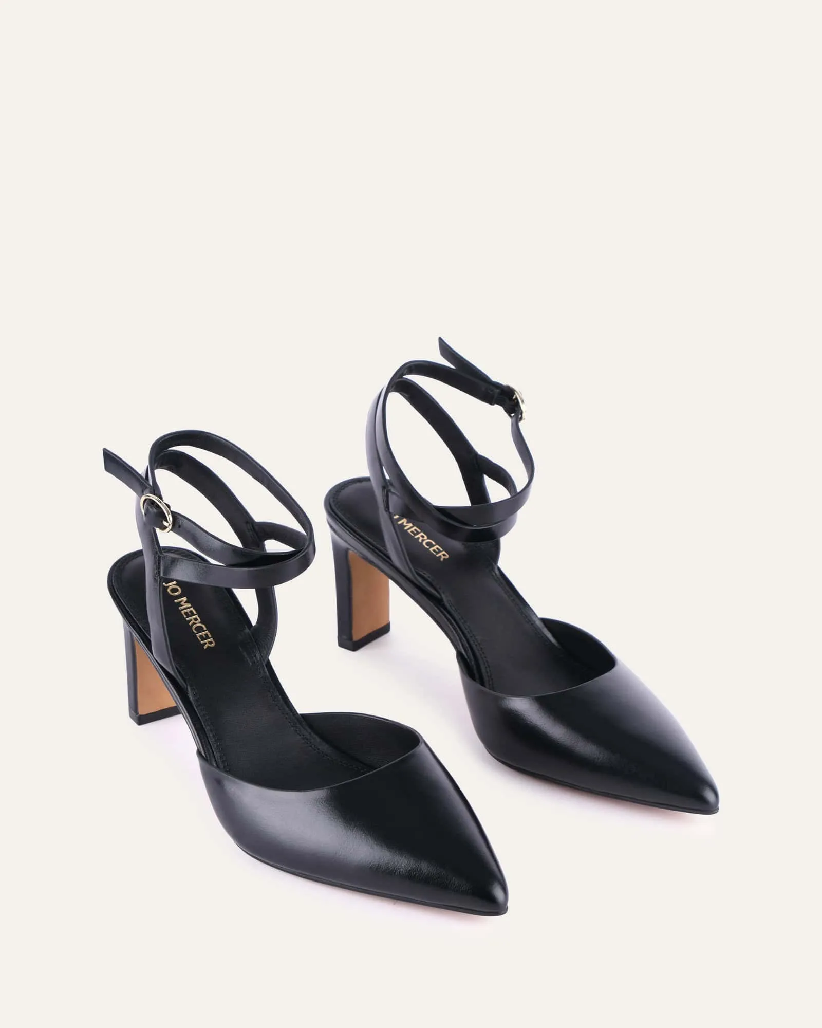 KHLOE MID HEELS BLACK LEATHER Jo Mercer