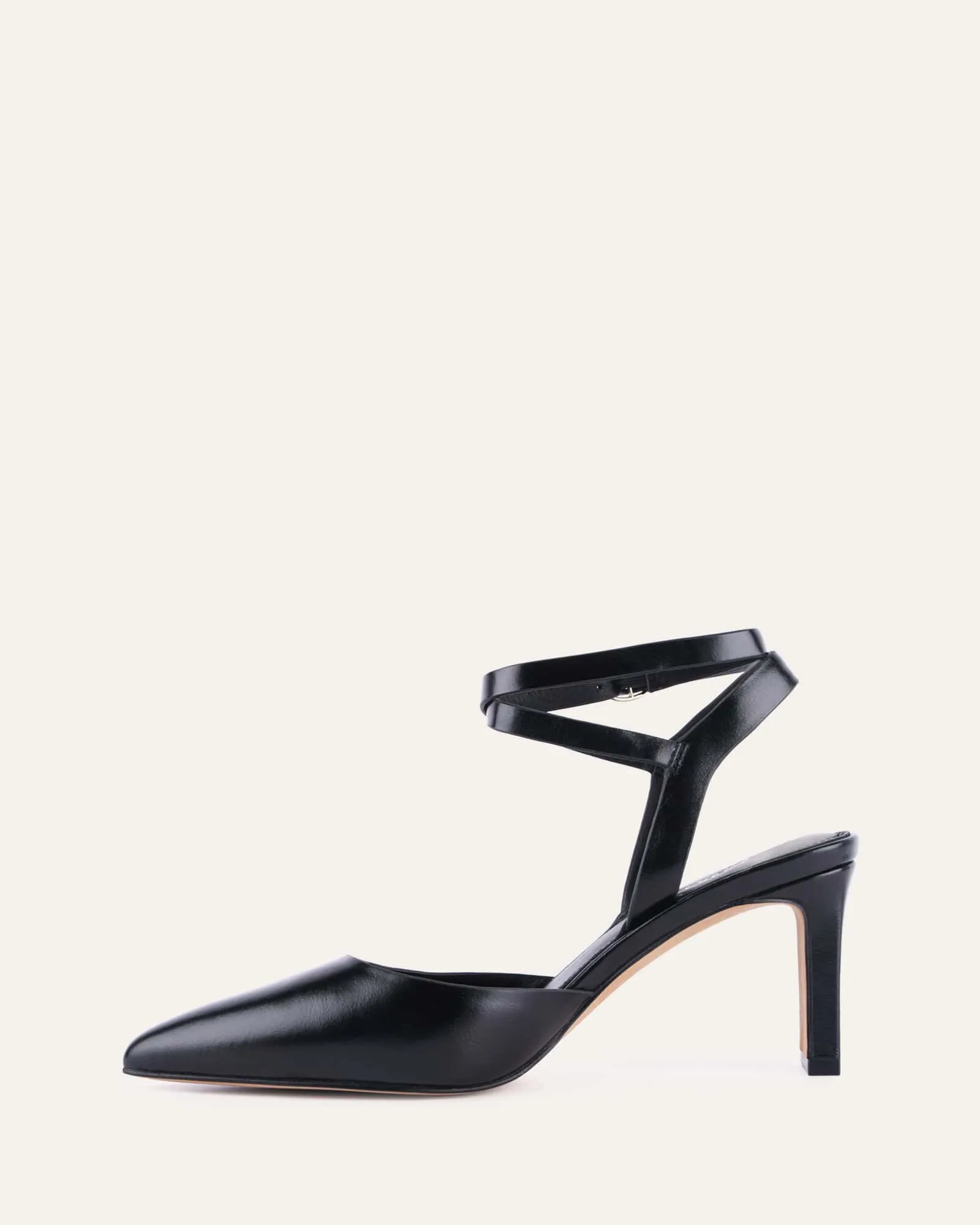 KHLOE MID HEELS BLACK LEATHER Jo Mercer