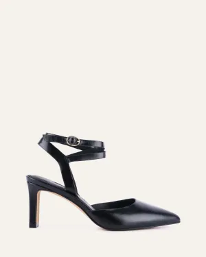 KHLOE MID HEELS BLACK LEATHER Jo Mercer