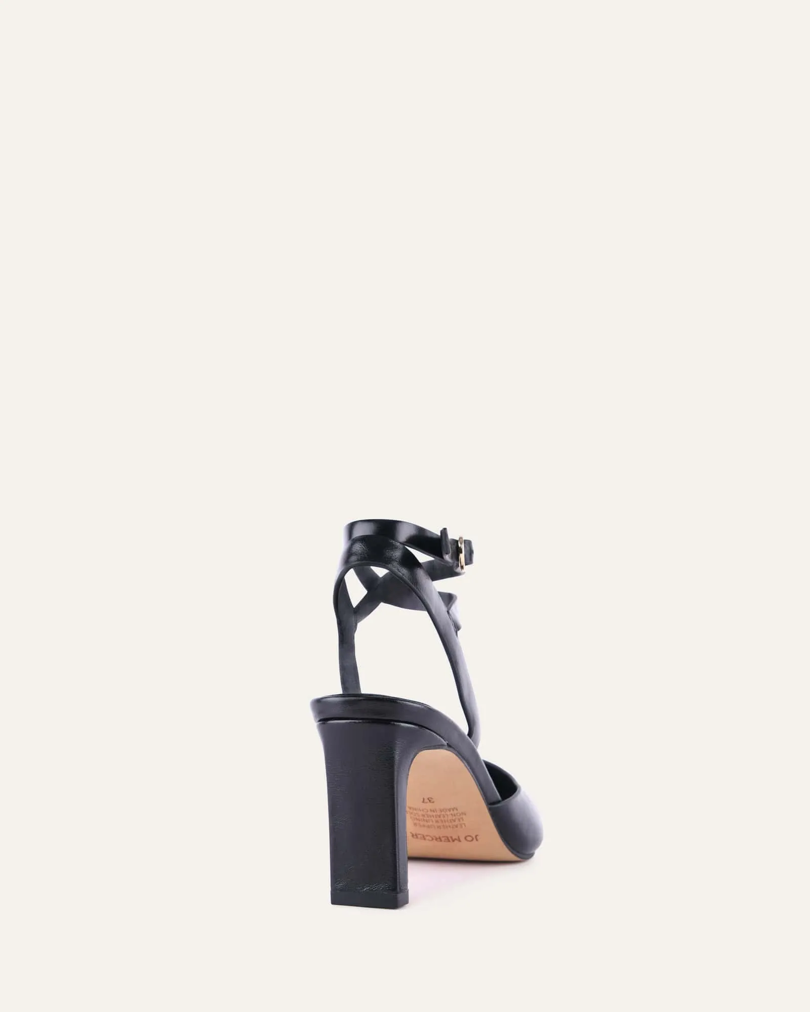 KHLOE MID HEELS BLACK LEATHER Jo Mercer