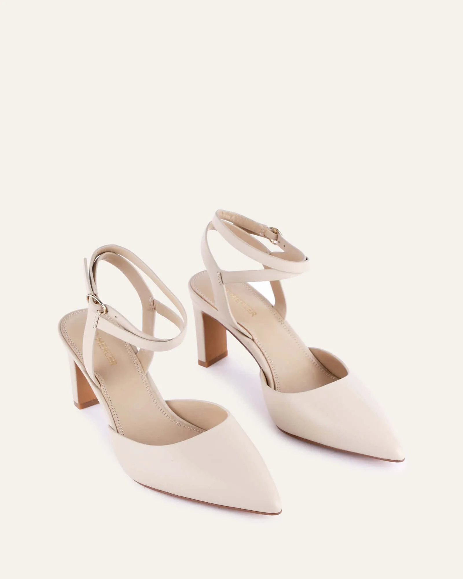 KHLOE MID HEELS SAND LEATHER Jo Mercer