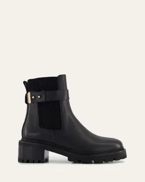 KIKO FLAT ANKLE BOOTS BLACK LEATHER Jo Mercer