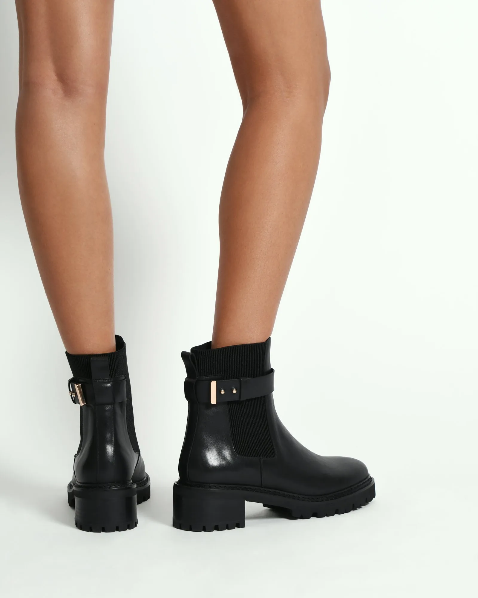 KIKO FLAT ANKLE BOOTS BLACK LEATHER Jo Mercer