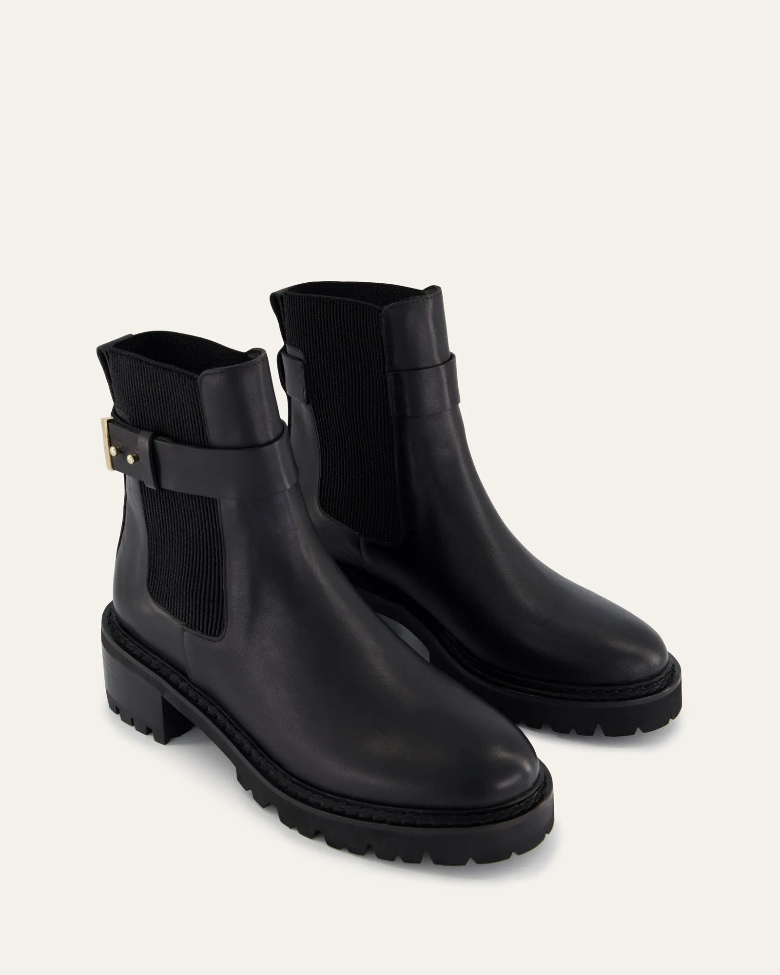 KIKO FLAT ANKLE BOOTS BLACK LEATHER Jo Mercer