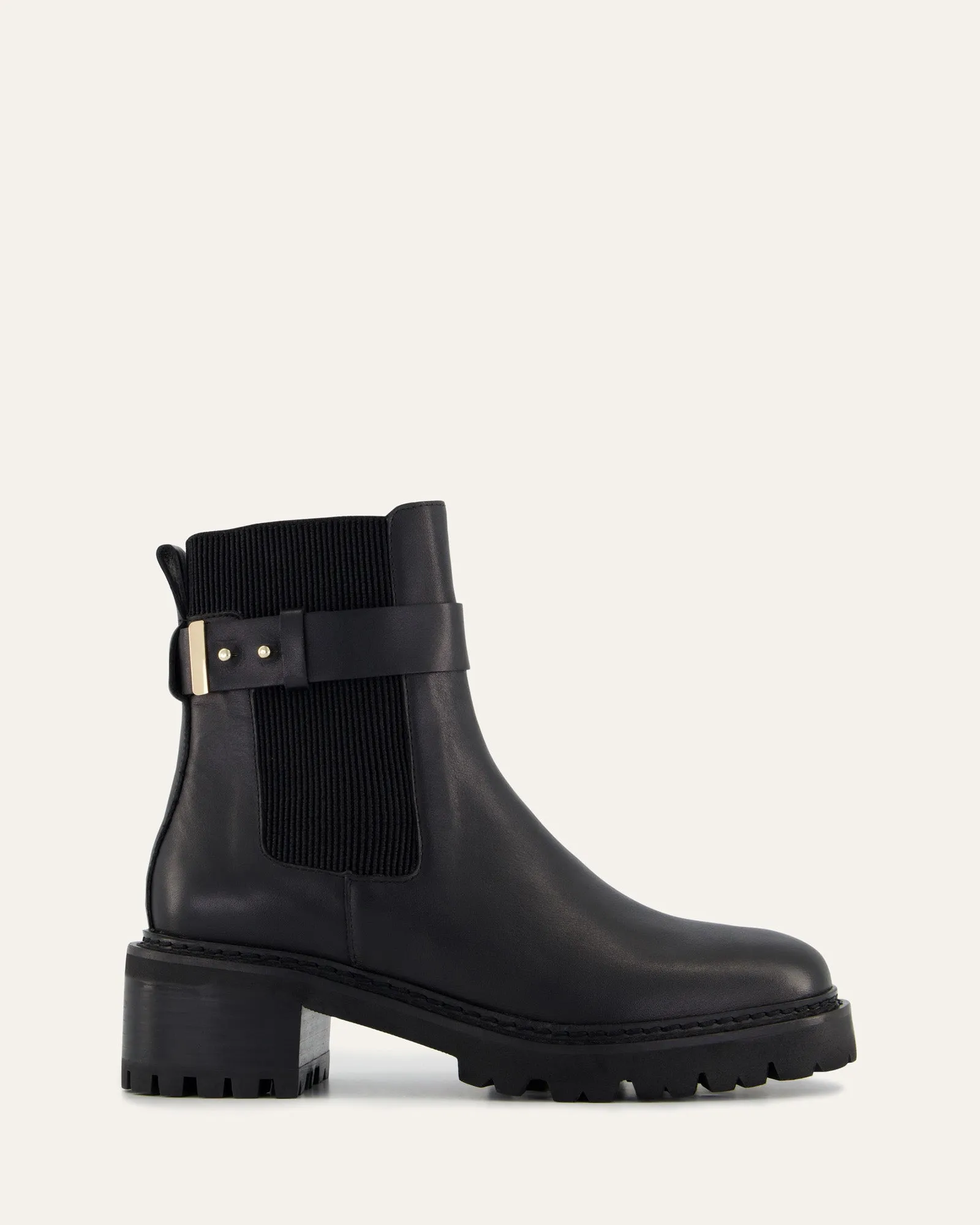 KIKO FLAT ANKLE BOOTS BLACK LEATHER Jo Mercer