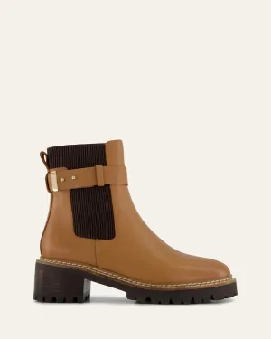 KIKO FLAT ANKLE BOOTS TRUE TAN LEATHER Jo Mercer