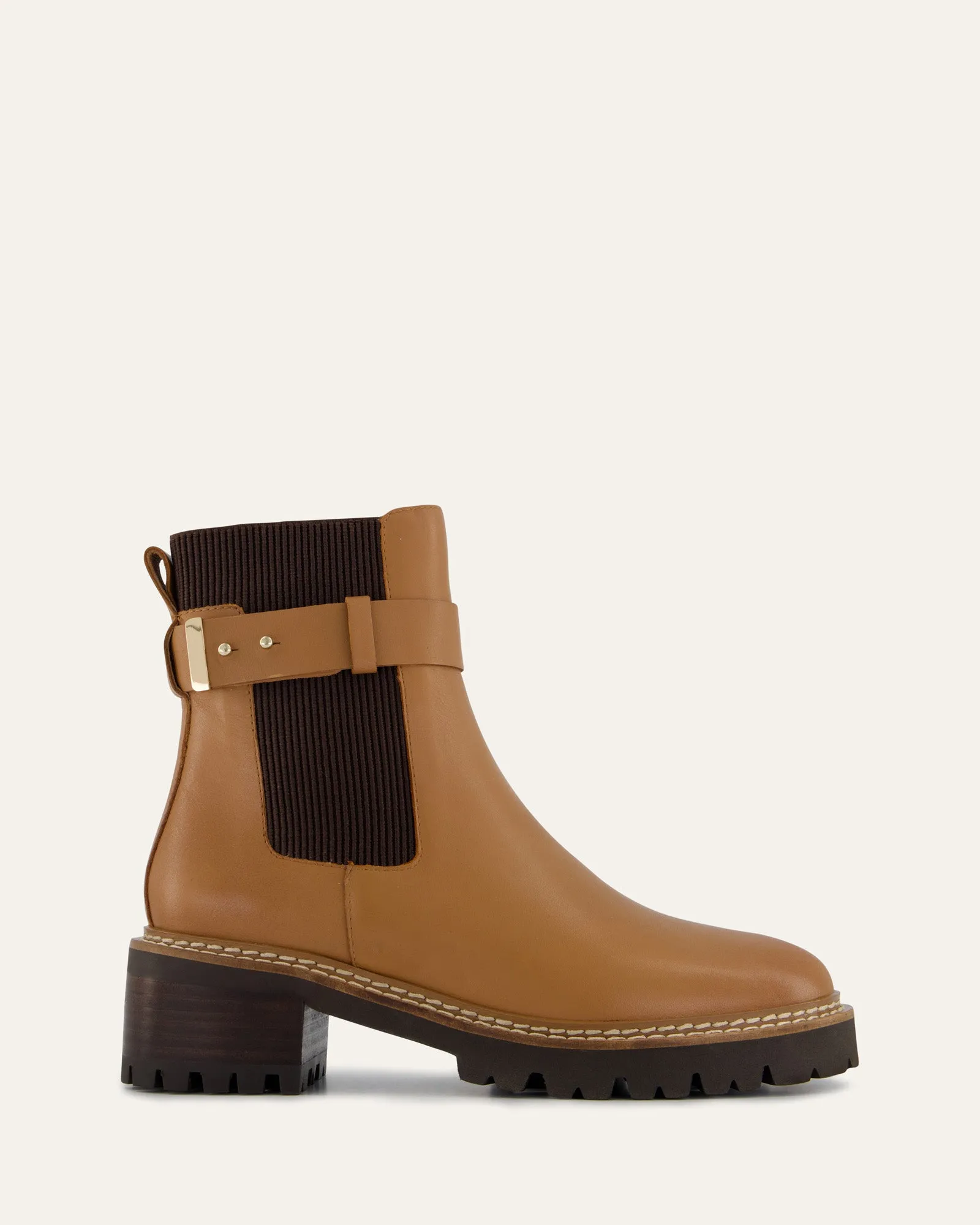 KIKO FLAT ANKLE BOOTS TRUE TAN LEATHER Jo Mercer