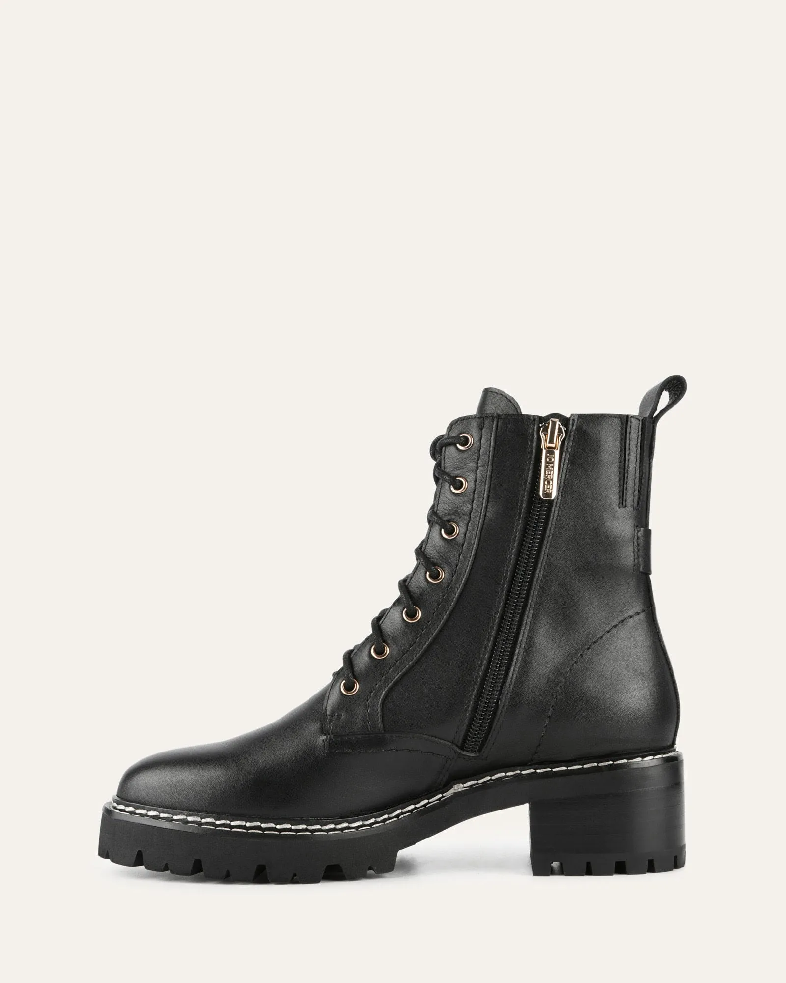 KODA FLAT ANKLE BOOTS BLACK LEATHER Jo Mercer