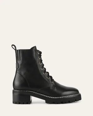 KODA FLAT ANKLE BOOTS BLACK LEATHER Jo Mercer