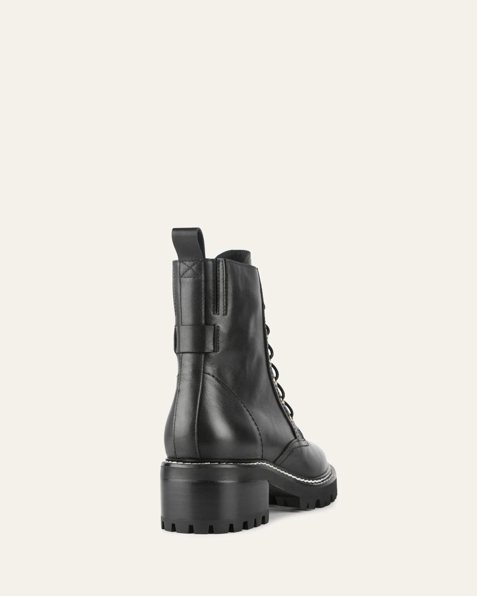 KODA FLAT ANKLE BOOTS BLACK LEATHER Jo Mercer