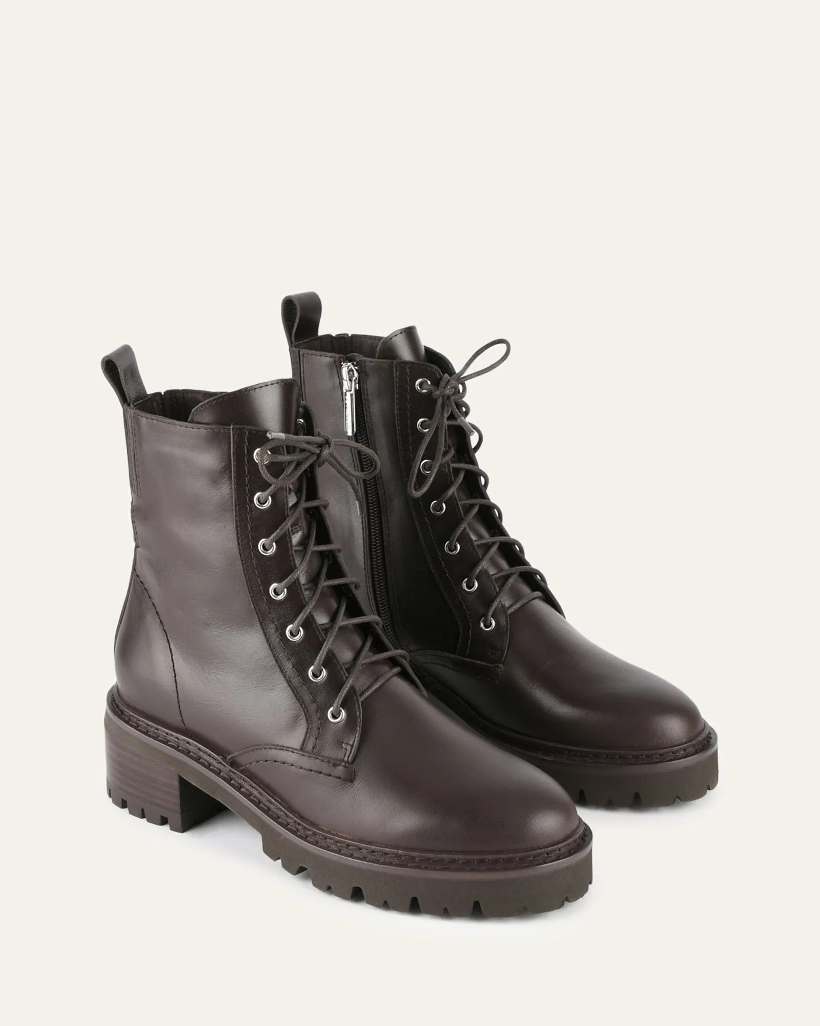KODA FLAT ANKLE BOOTS CACAO LEATHER Jo Mercer