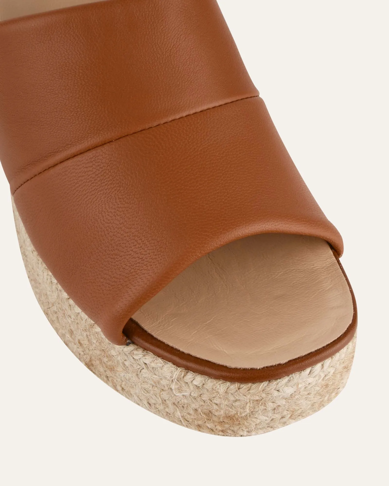 KRISTEN HIGH HEEL ESPADRILLE SANDALS TAN LEATHER Jo Mercer