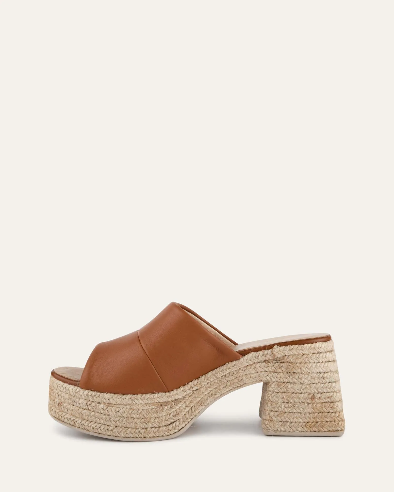 KRISTEN HIGH HEEL ESPADRILLE SANDALS TAN LEATHER Jo Mercer